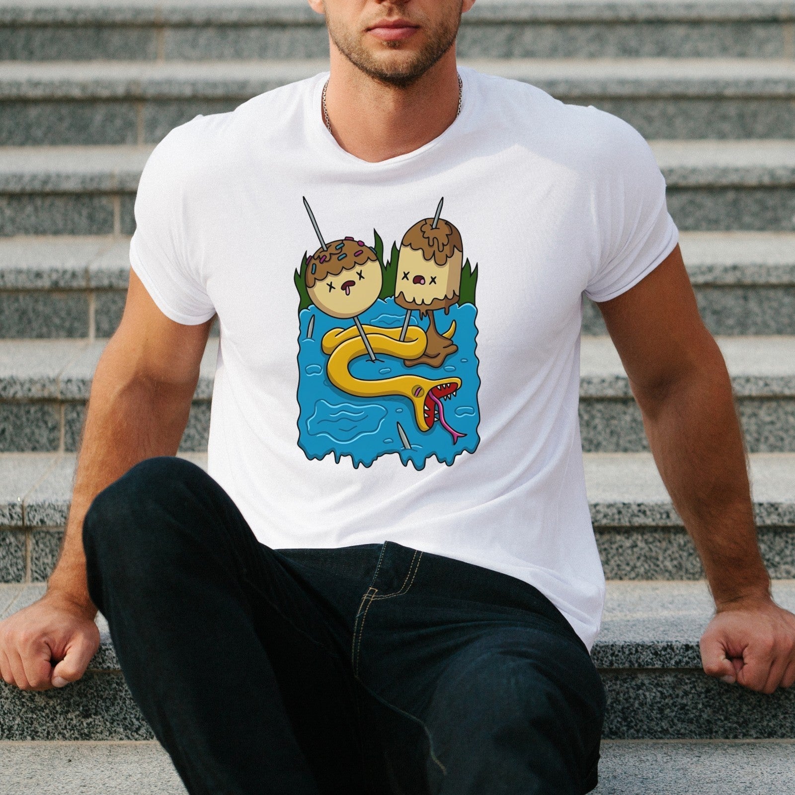 Adventure Time T Shirt Princess Bubblegum Snake Pond Graphic Unisex Tee UK