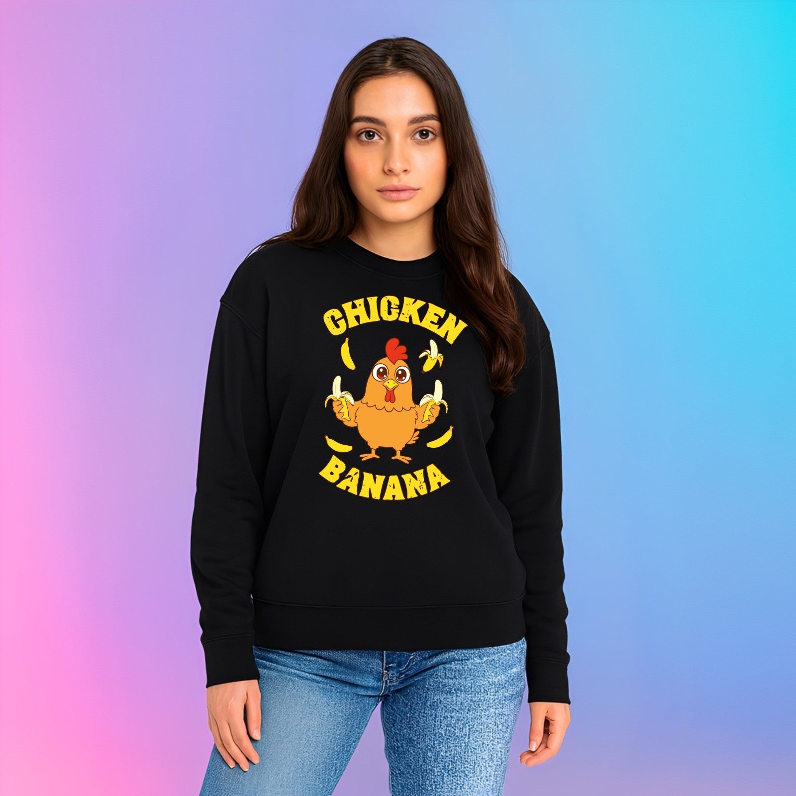 Chicken Banana Jumper | Funny Chicken Meme Sweatshirt | Cute Gift | Kids to 4XL