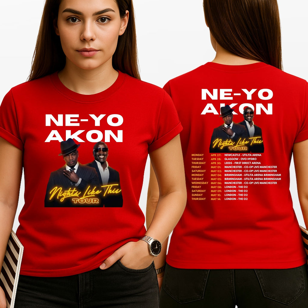 Akon T-Shirt NeYo Nights Like Tour Inspired Concert Unisex Tee Top