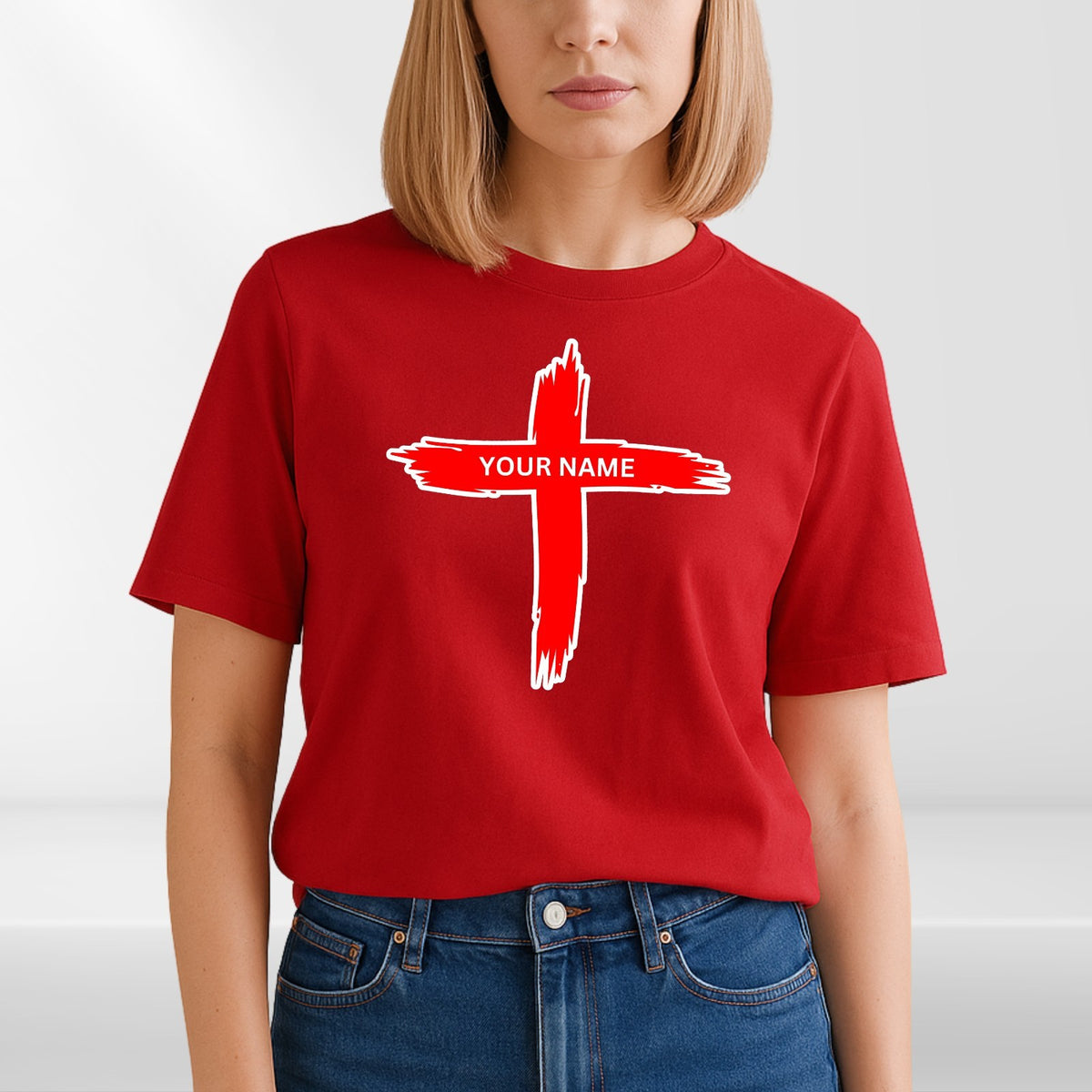 Personalised Cross T-Shirt Family Matching Easter Christian Black Cotton Top