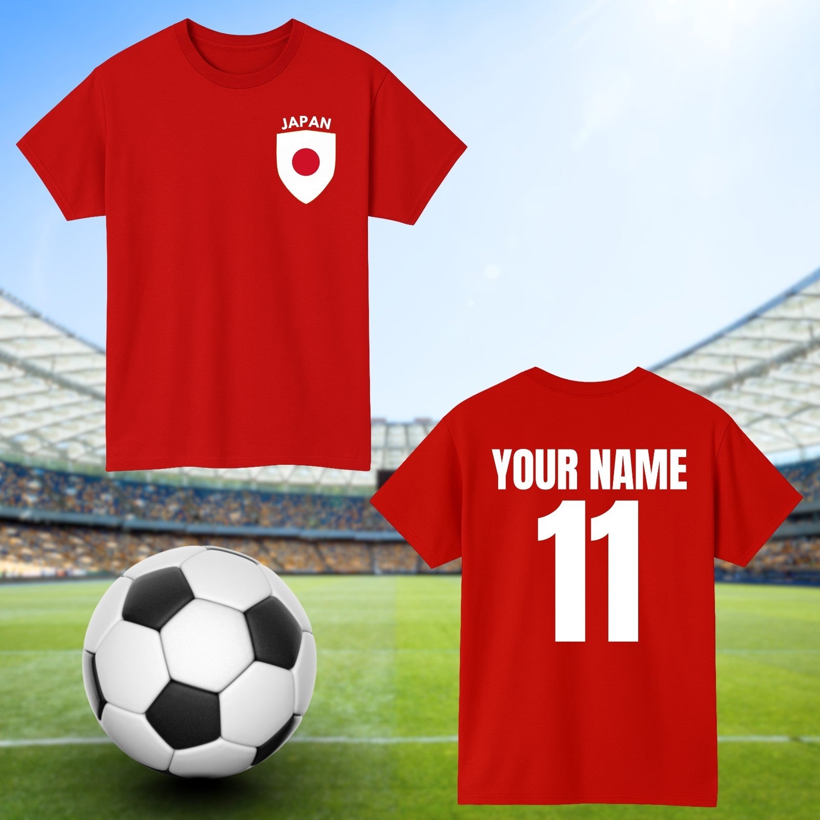 Personalised Japan Football T-Shirt Custom Name And Number Sports Lover To