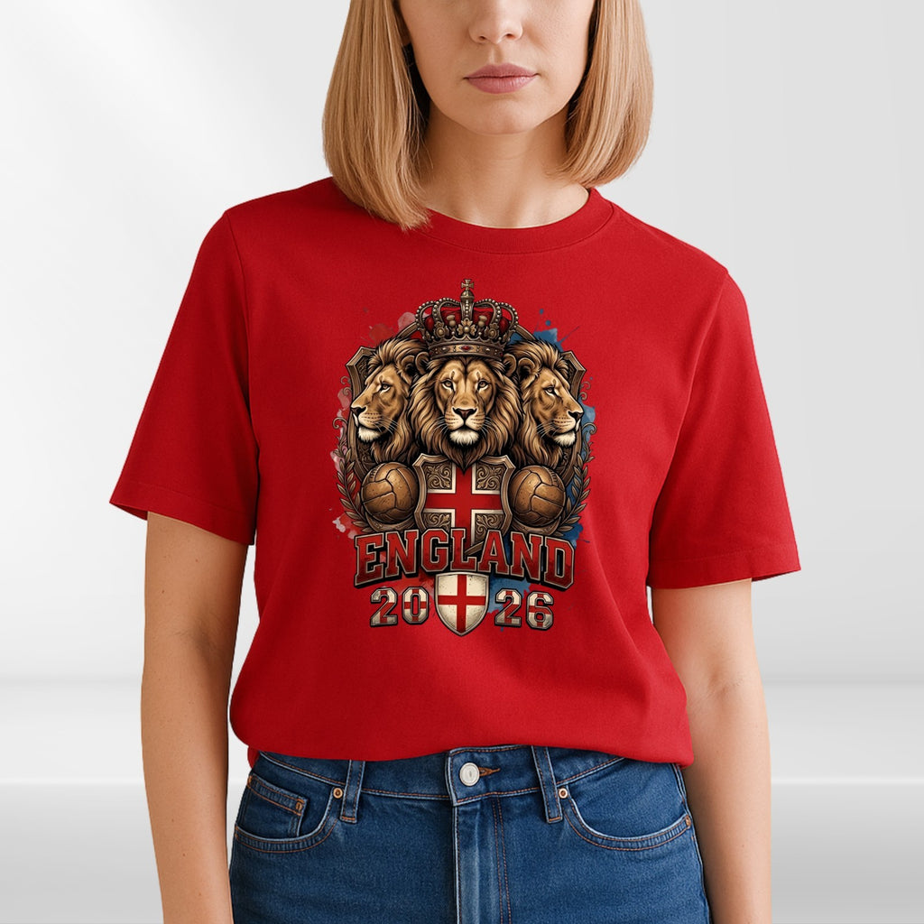 England 2026 Three Lions Inspired T Shirt Football Fan Graphic Gift Tee UK