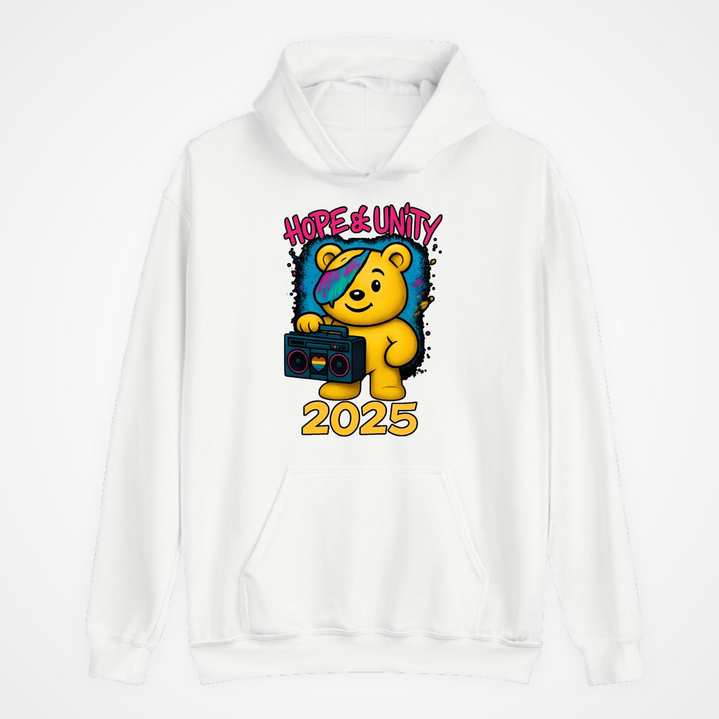 Hope & Unity 2025 Bear Hoodie | Positive Graphic Hoodie | Unisex 3Y–4XL