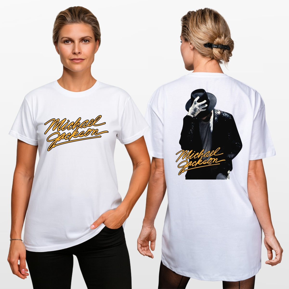 Michael Jackson Retro Pop Music T Shirt Front Back Graphic Unisex Tee