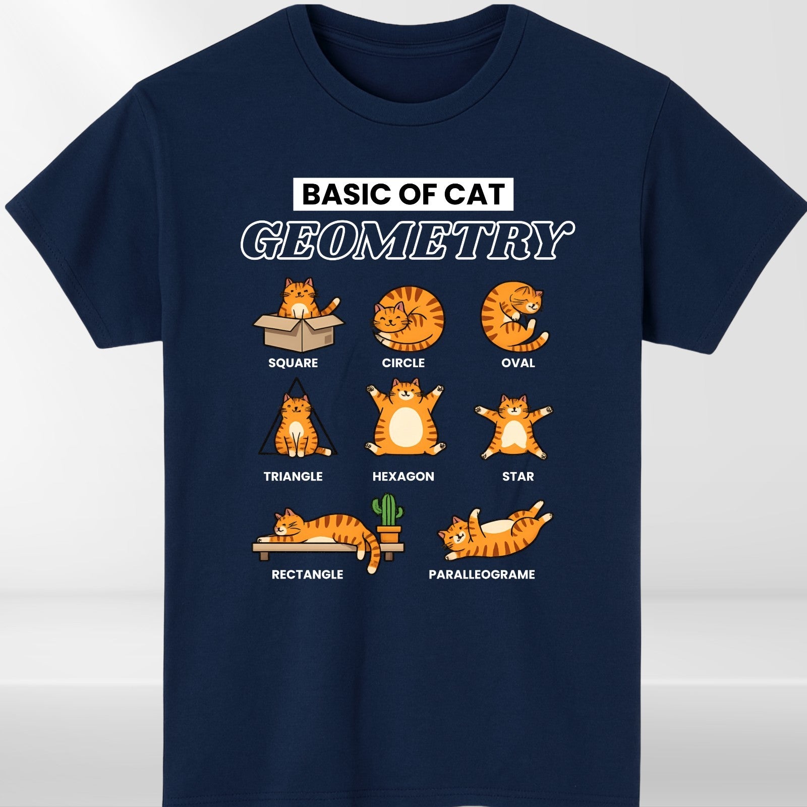 Cat Geometry Graphic Print Animal Meme Mens Womens Shirt Unisex Tee