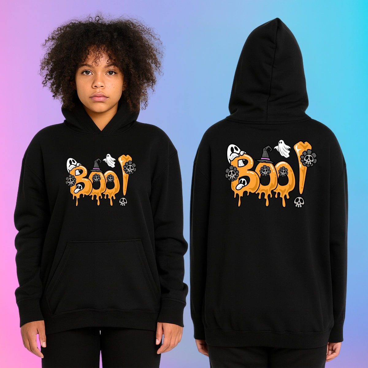 BOO! Halloween Hoodie | Funny Ghost & Skull Design | Spooky Unisex Sweatshirt |