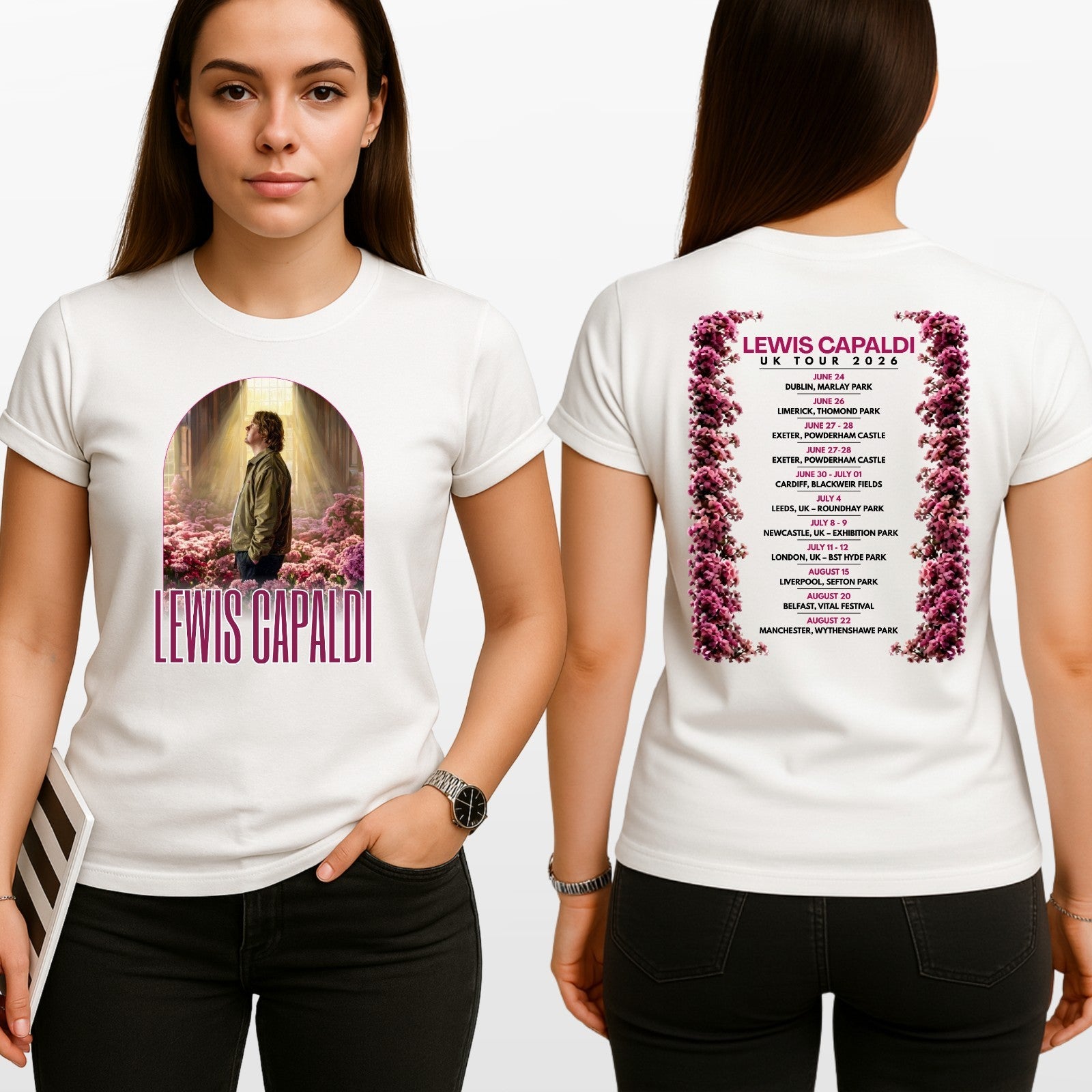 Lewis Capaldi Music Inspired UK Tour 2026 T Shirt Front Back Print Unisex Fan