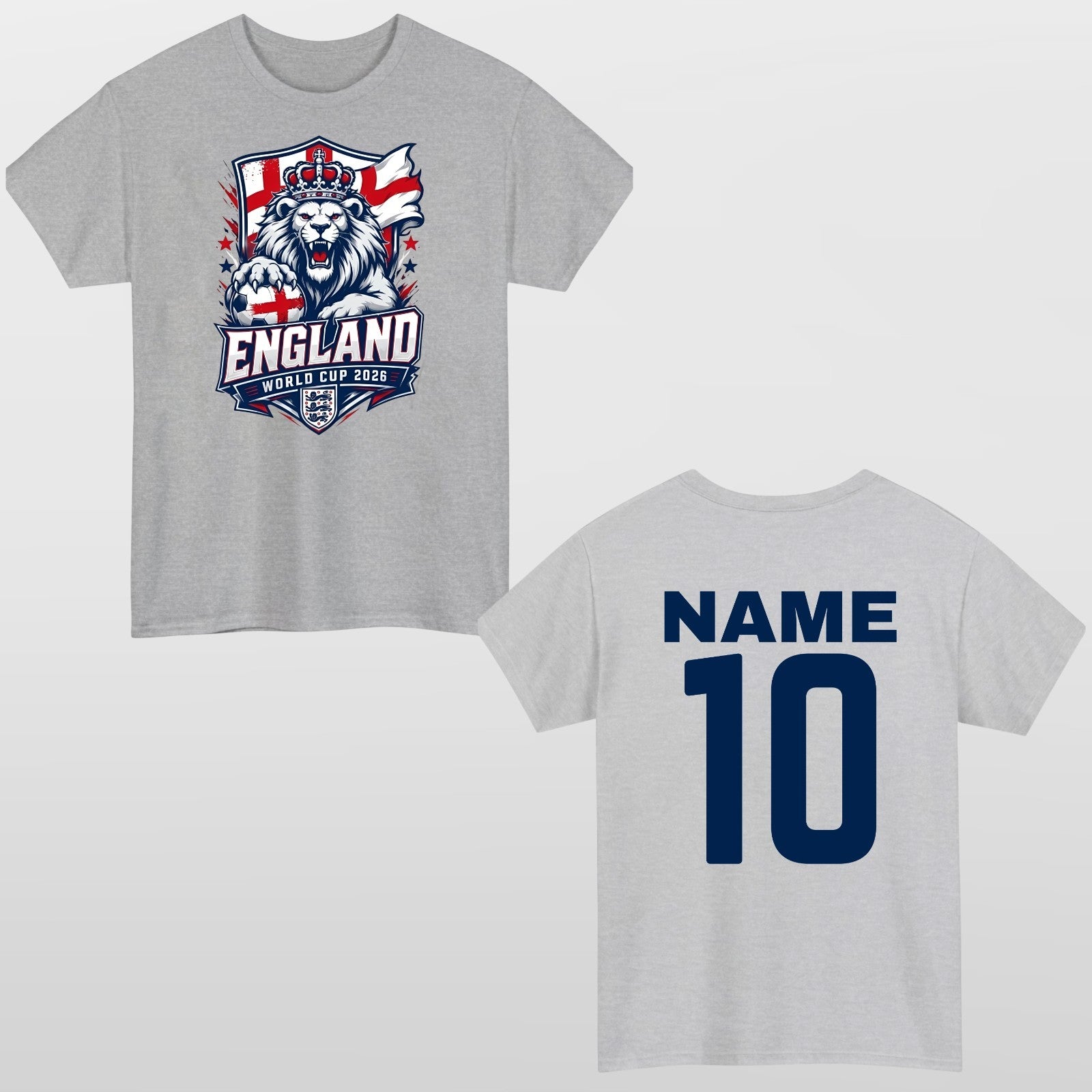 Personalised England Football T-Shirt World Cup 2026 Custom Name & Number Tee