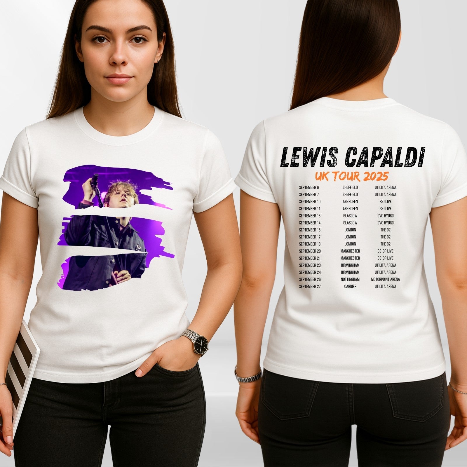 Lewis Capaldi UK Tour 2025 T-Shirt Concert Merch Front & Back Fan Gift Tee Top
