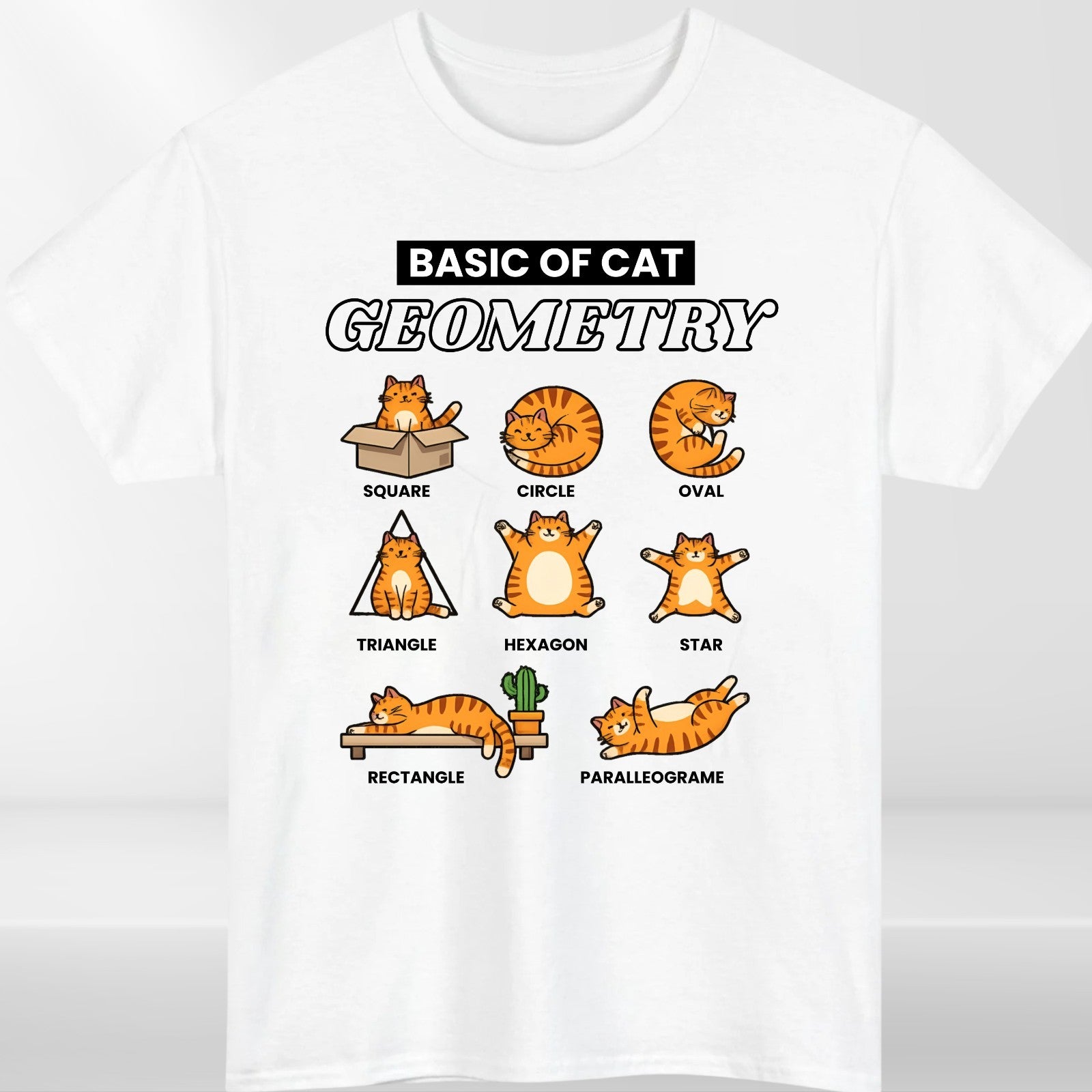Cat Geometry Graphic Print Animal Meme Mens Womens Shirt Unisex Tee