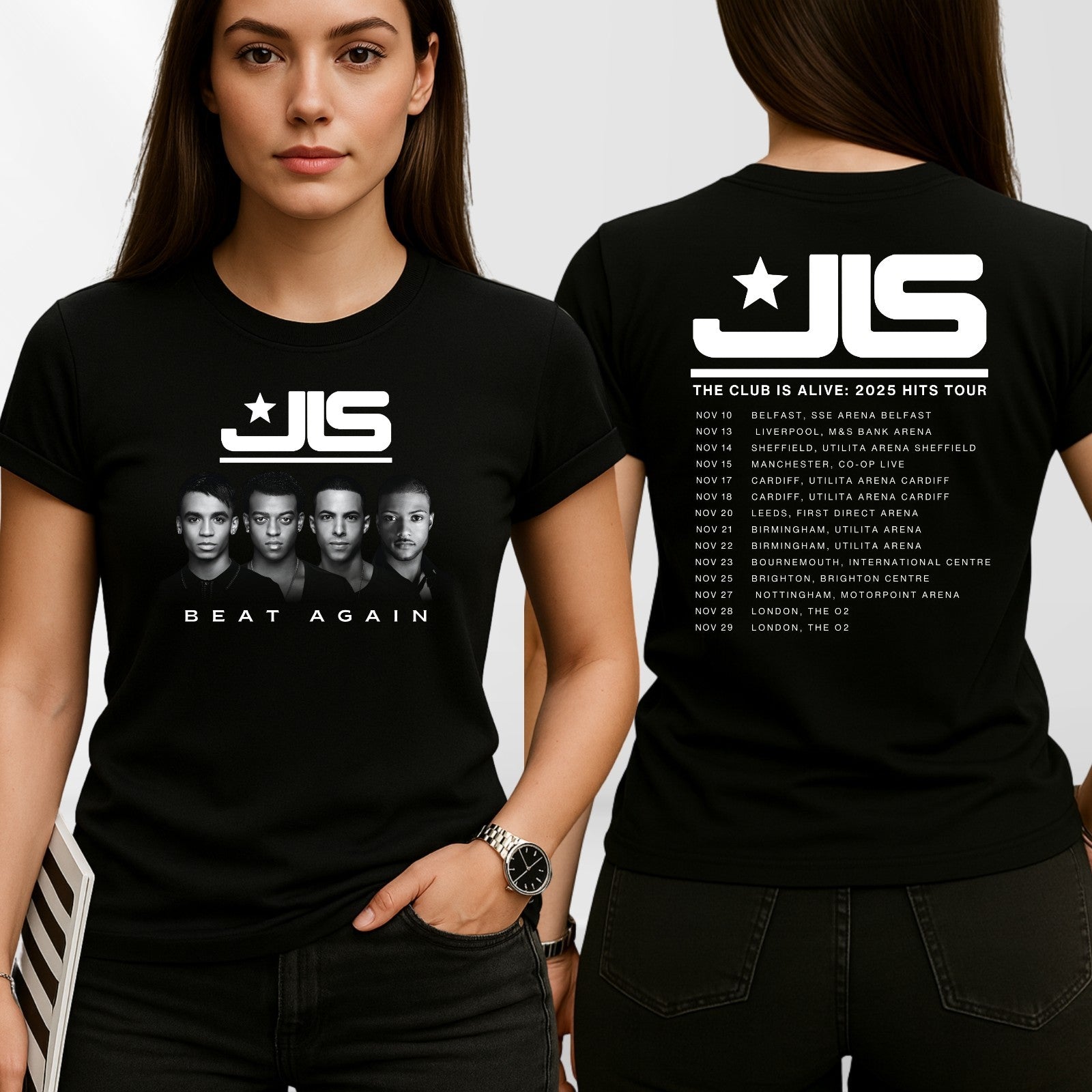 Classic Boy Band T-Shirt, JLS The Club Is Alive 2025 UK Tour Pop Fan Gift Tee