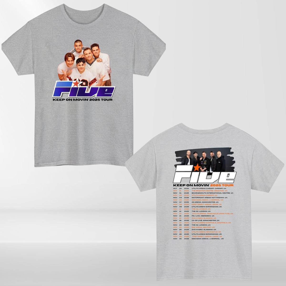 Five Band Concert T-Shirt Keep On Moving 2025 Tour t tshirt Retro Pop Gift Top