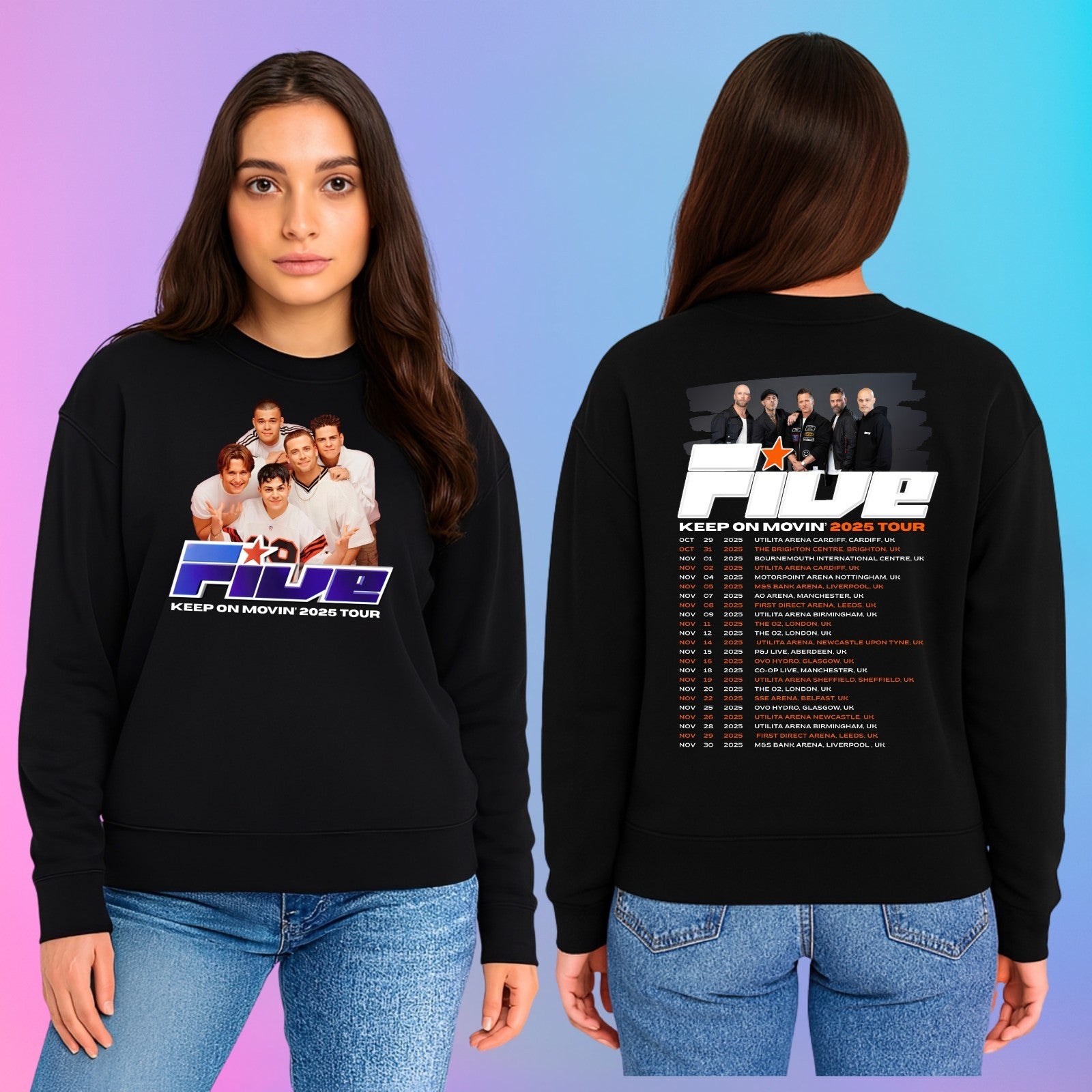 Vintage FIVE Boyband Sweatshirt: 90s Keep On Moving Tour Jumper Top