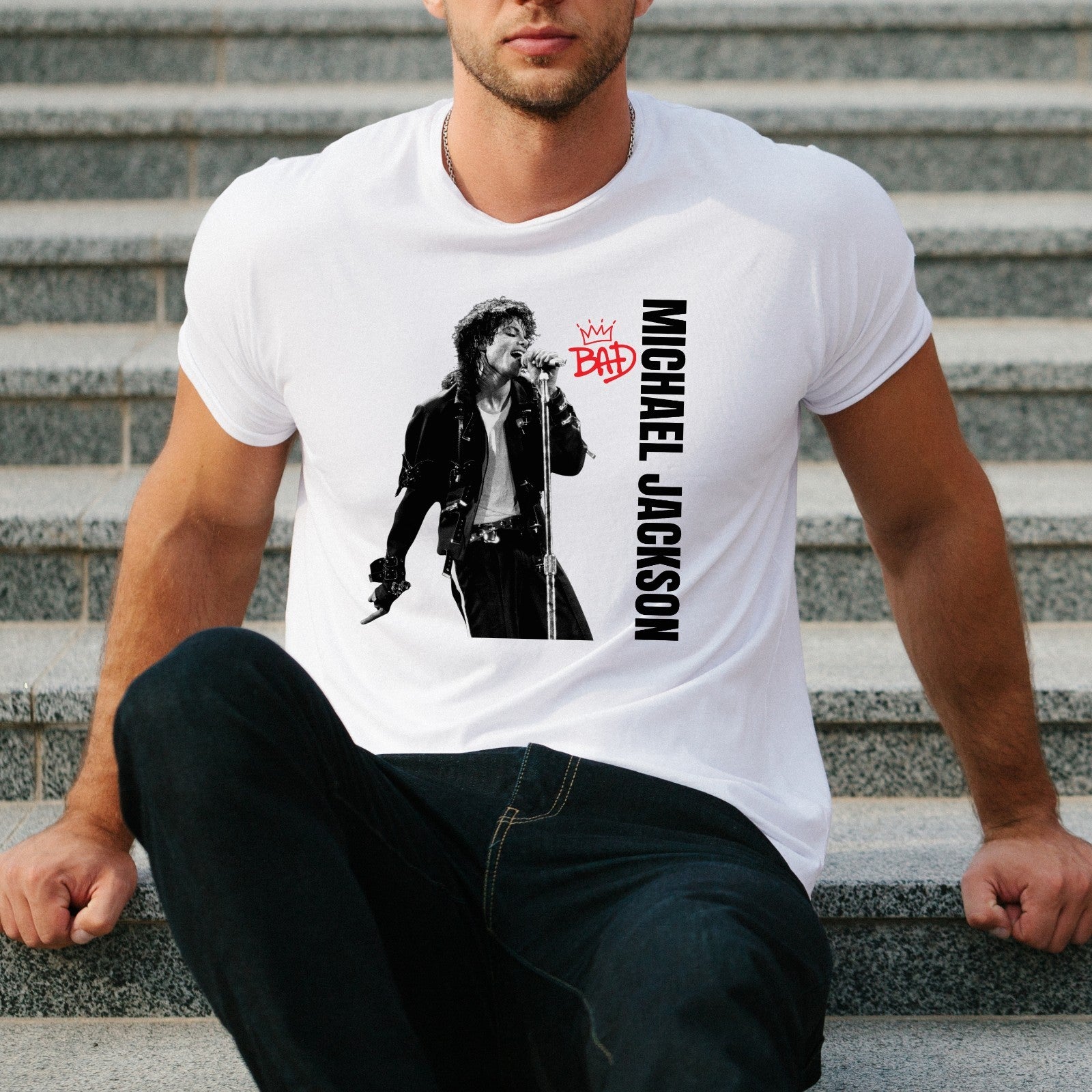 Michael Jackson Bad Album T-Shirt Pop King Graphic Unisex Tee