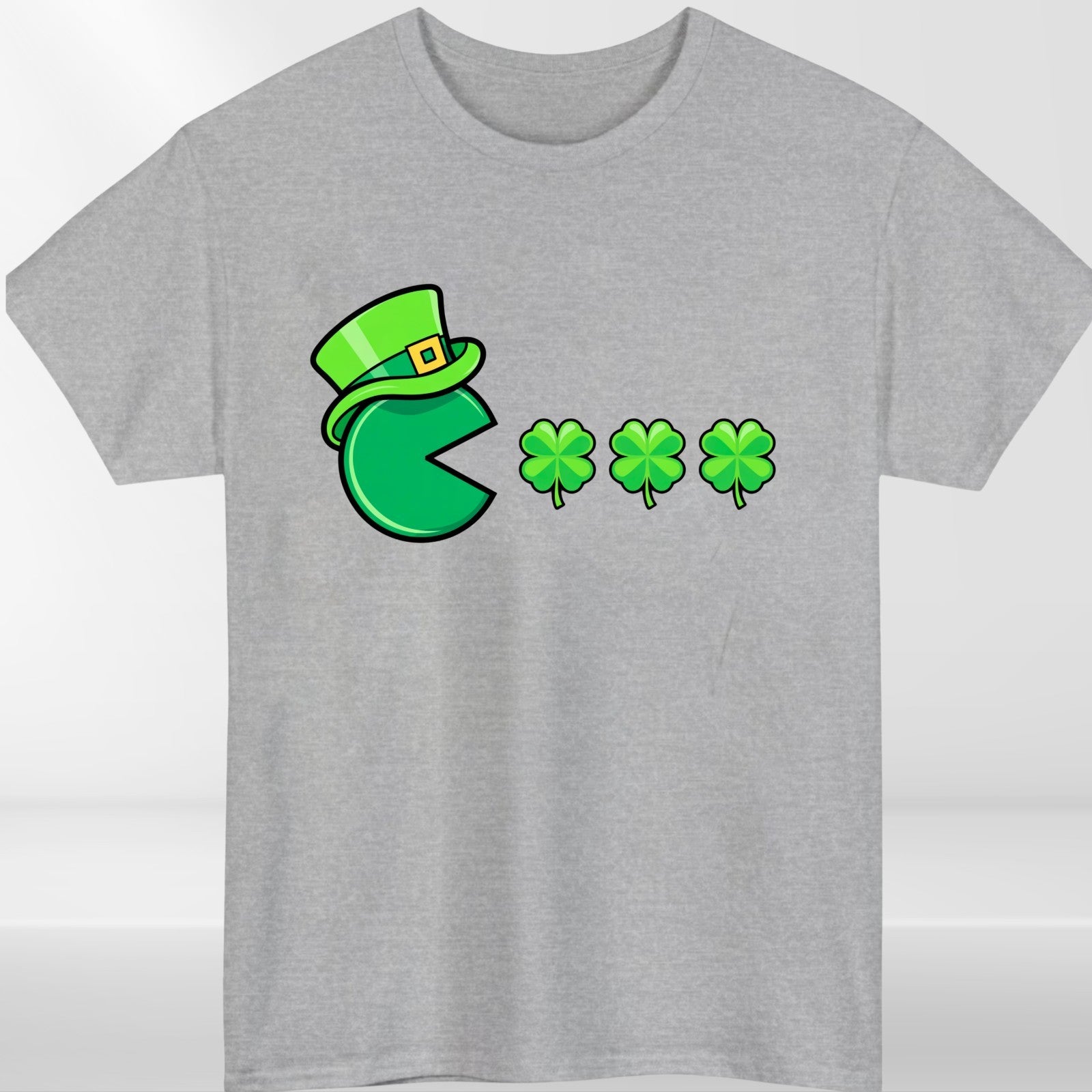 Funny Irish Pac Man Shamrock T Shirt St Patricks Day Gaming Tee Unisex