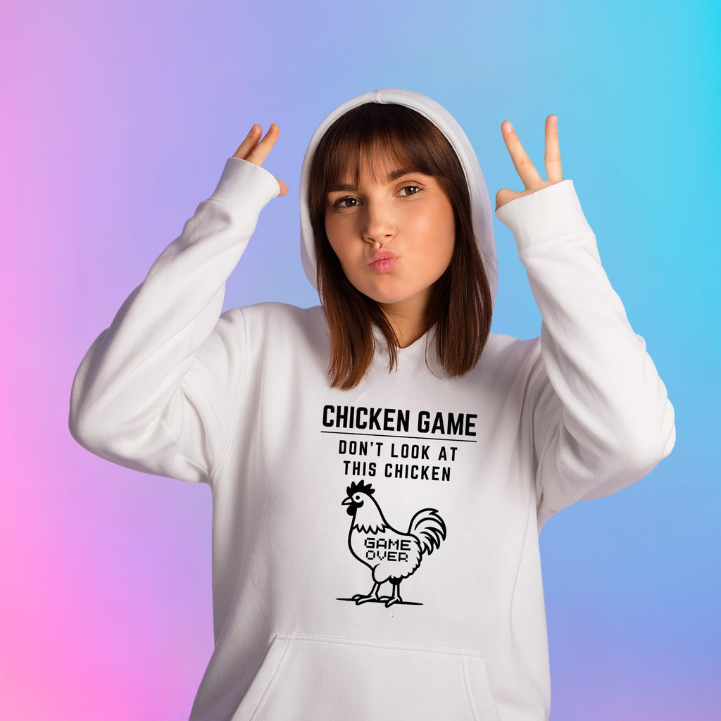 CHICKEN GAME HOODIE Dont Look Game Over Funny Novelty Hooded Jumper