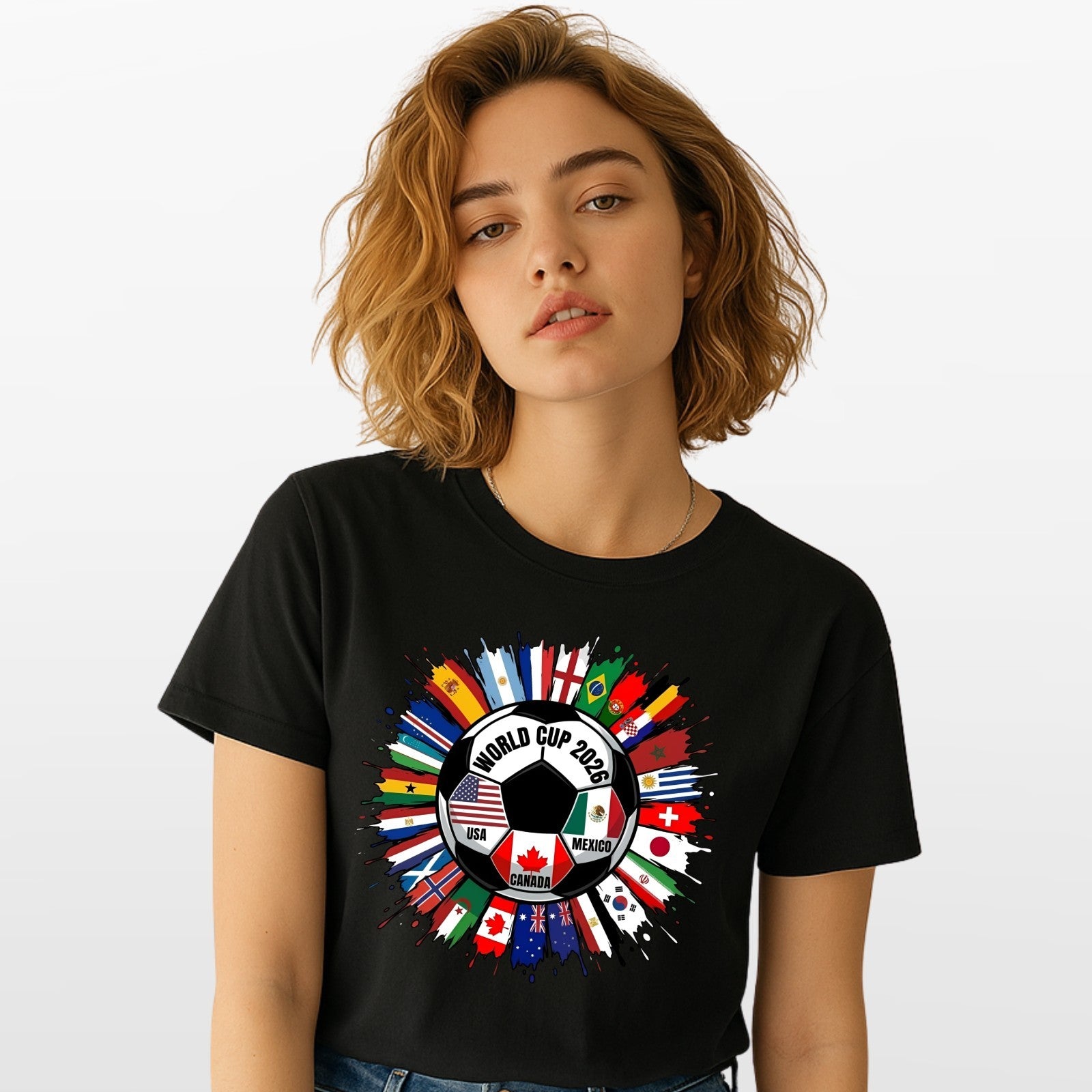 World Cup 2026 Football T-Shirt Unisex Soccer Fan Graphic Tee USA Canada Mexico