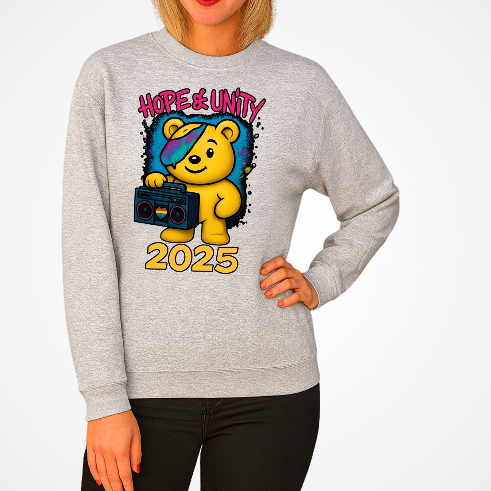 Hope & Unity 2025 Bear Jumper | Positive Sweatshirt | Unisex Gift 3Y–4XL