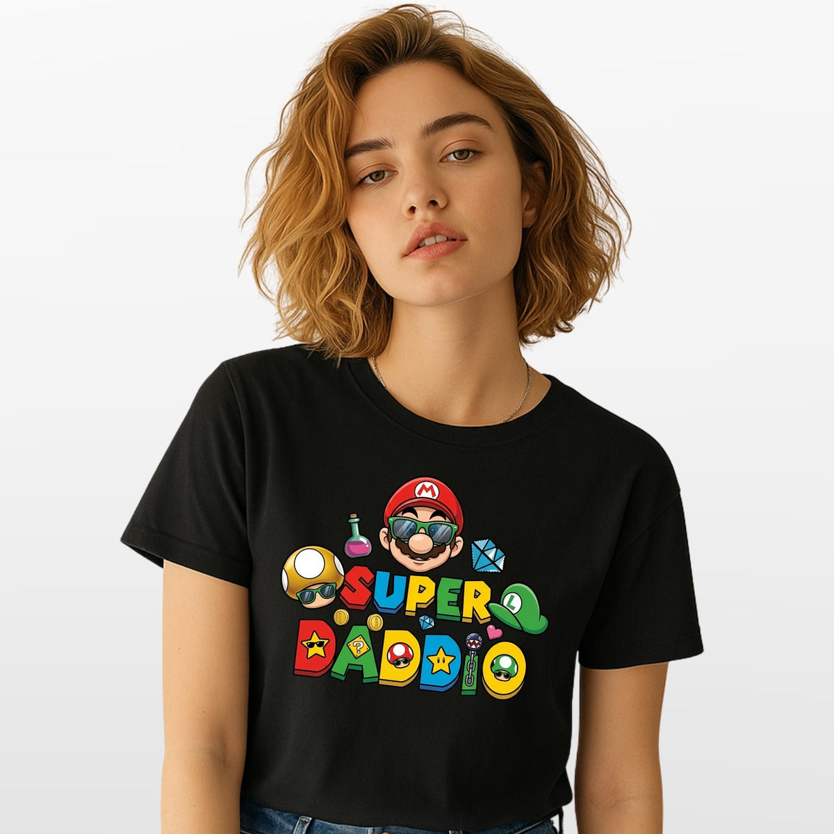 Super Mario Daddio Inspired T Shirt Funny Gaming Dad Unisex Gift Tee Top