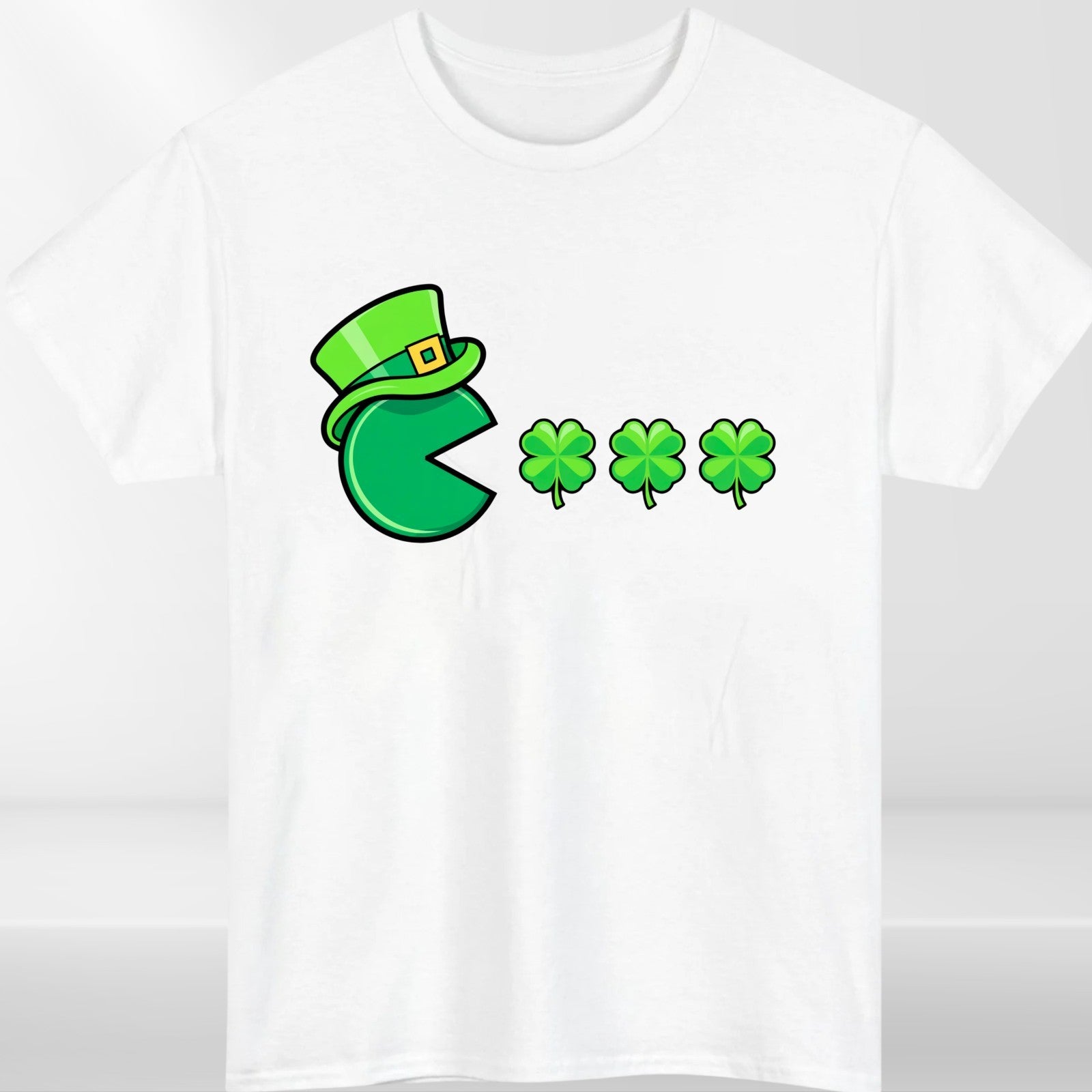 Funny Irish Pac Man Shamrock T Shirt St Patricks Day Gaming Tee Unisex