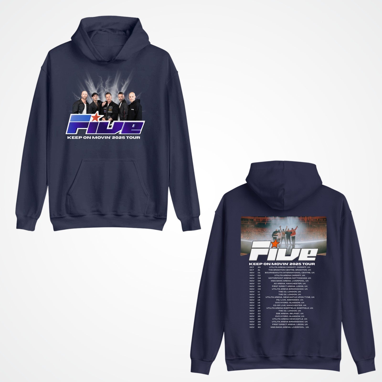 Five Keep On Movin Tour Concert 2025 Music Band Adult & Kids Reunion Uk Hoodie