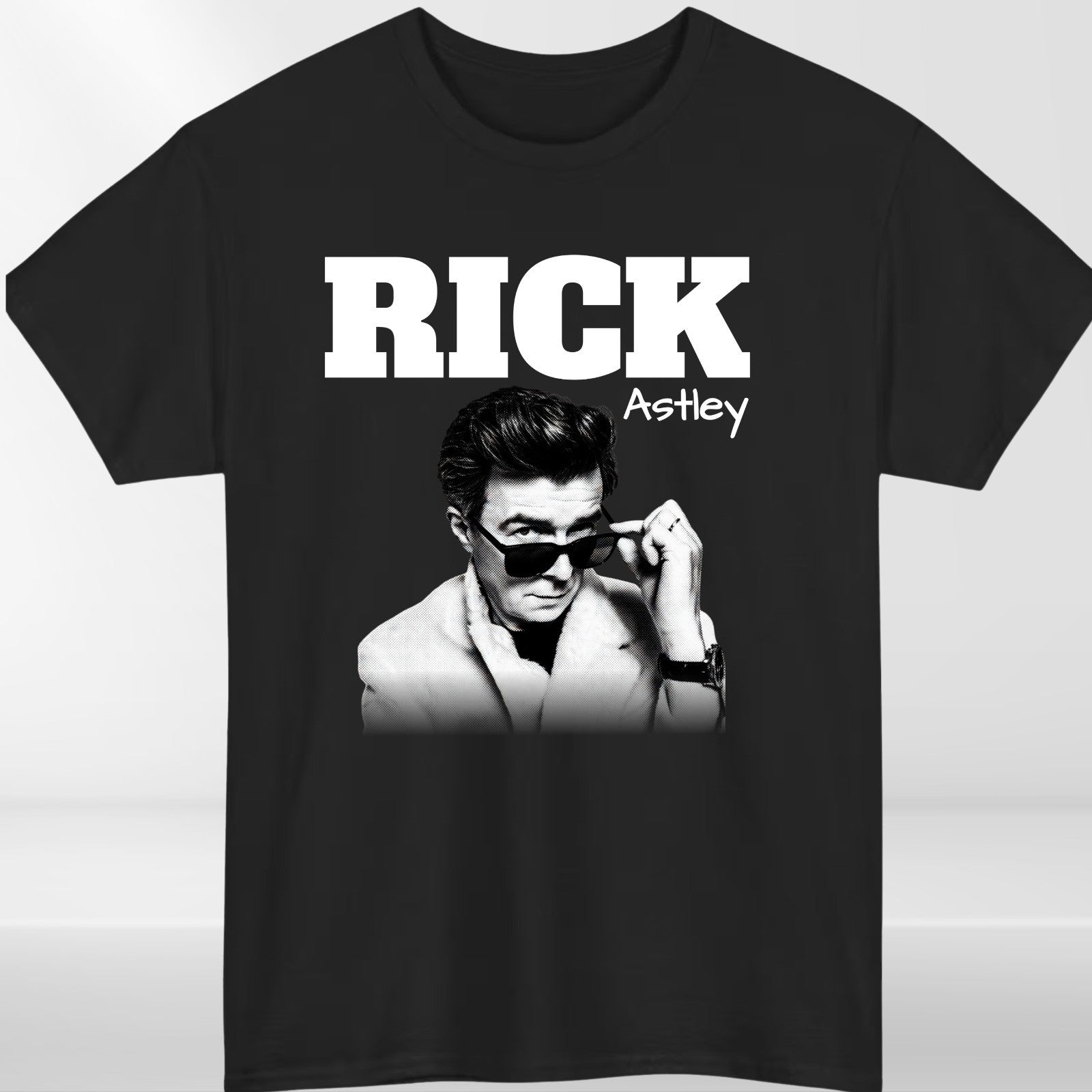 Rick Astley Homage T-Shirt Funny UK Music Icon Legend 90's 80's Retro Tee