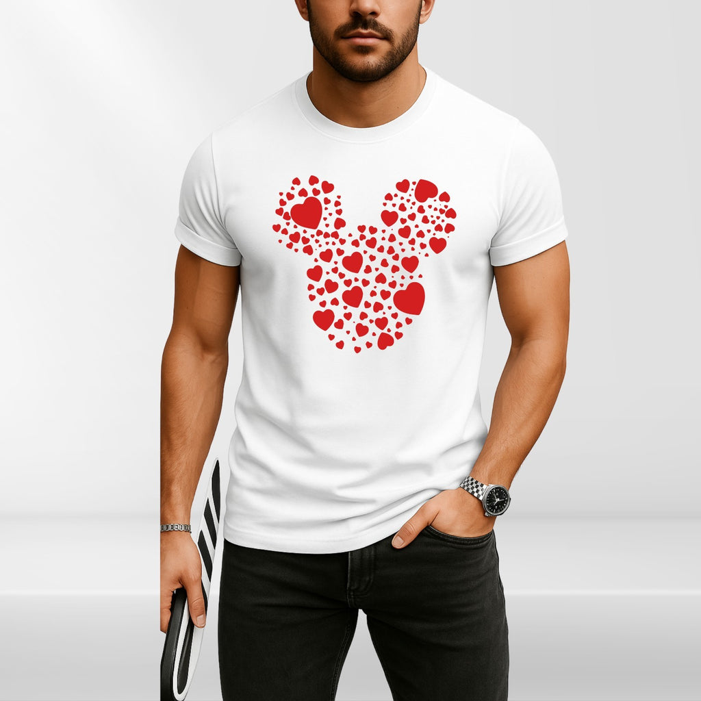 Mickey Minnie Heart T-Shirt Matching Disney Love Unisex Tee