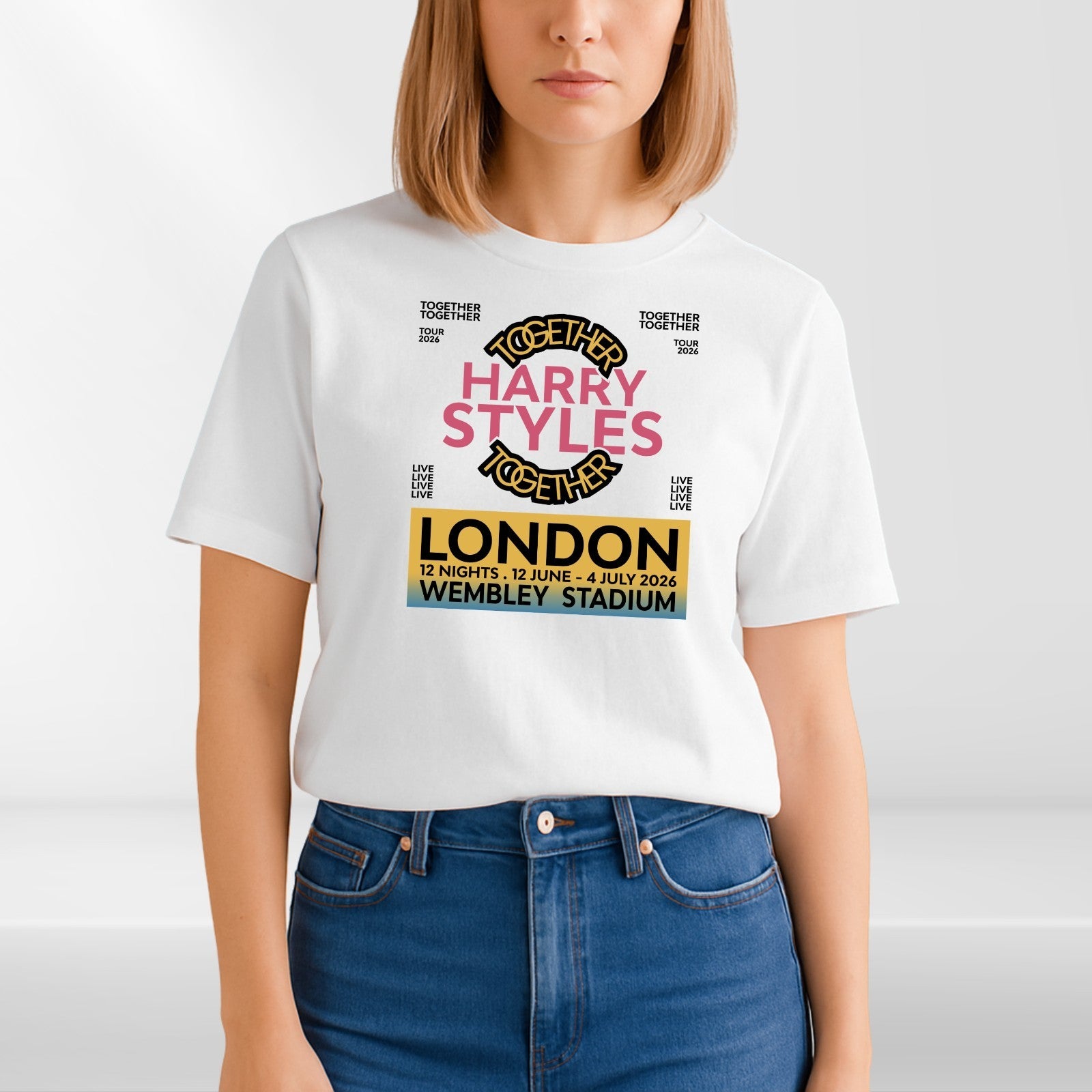 Harry Styles Together Tour 2026 T-Shirt Wembley London Navy Concert Merch