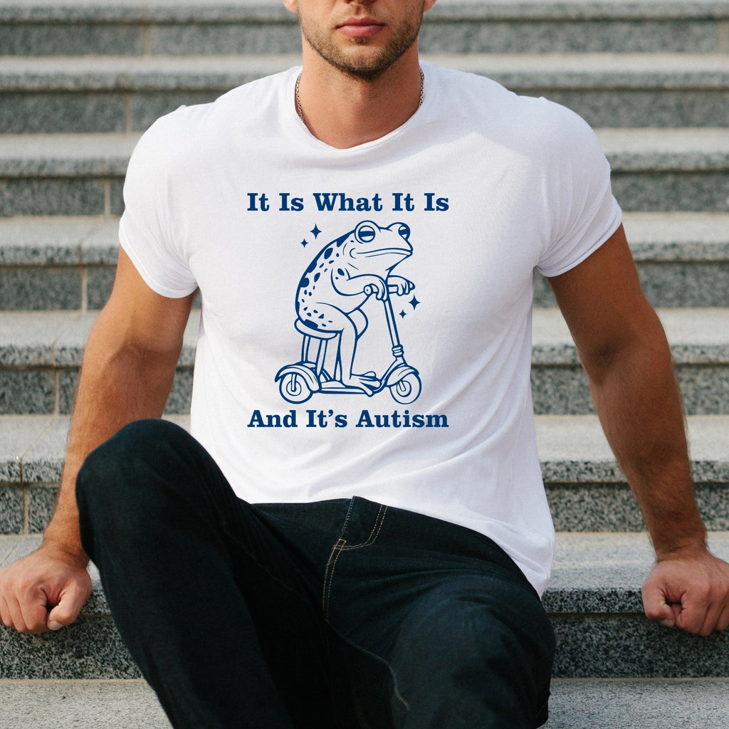 It Is What It Is Autism Awareness Frog Retro Funny Graphic T Shirt Tee UK
