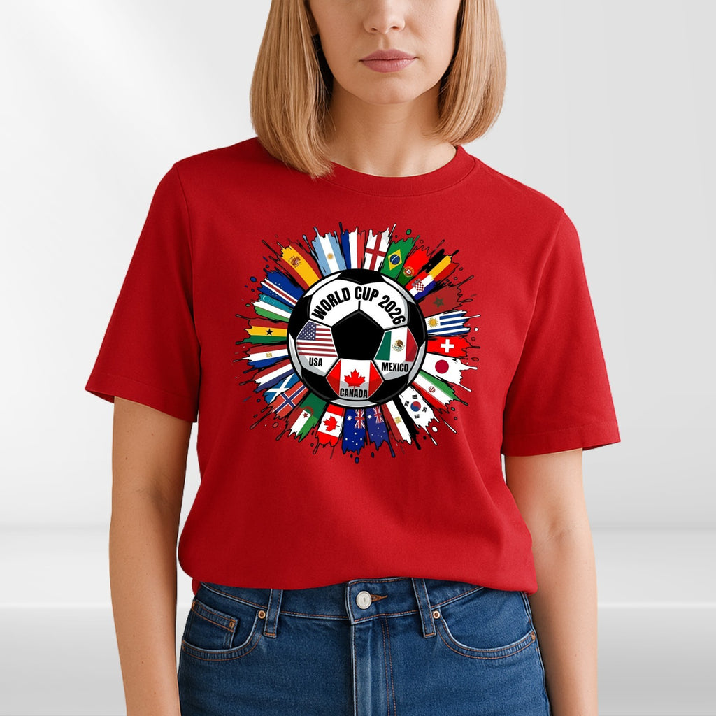 World Cup 2026 Football T-Shirt Unisex Soccer Fan Graphic Tee USA Canada Mexico