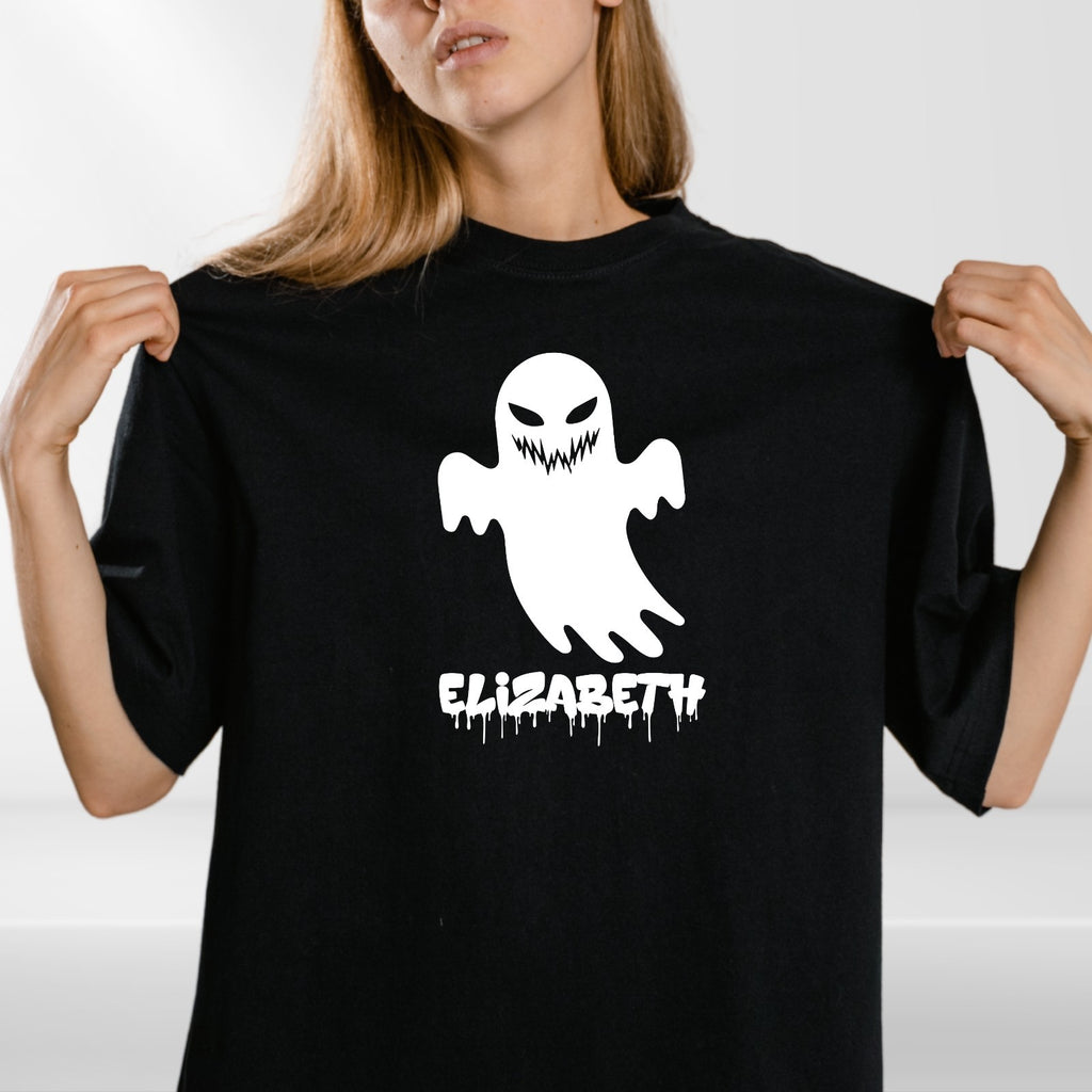 Personalised Halloween Ghost Couple T-Shirt Custom Name Spooky Scary Festive Top