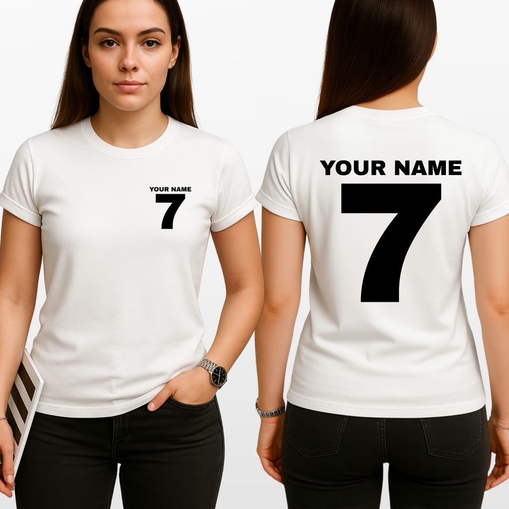 Personalised Football T Shirt Custom Name Number Unisex Cotton Tee Top UK
