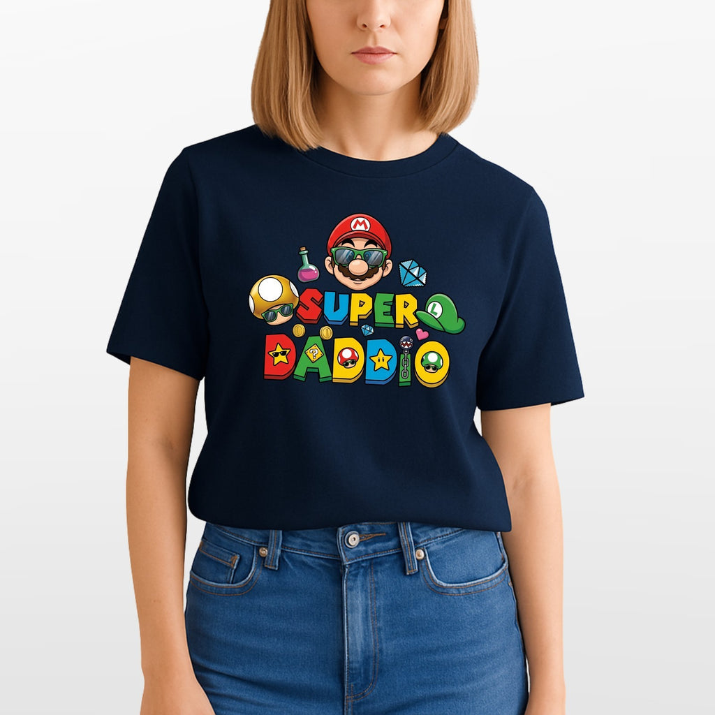 Super Mario Daddio Inspired T Shirt Funny Gaming Dad Unisex Gift Tee Top