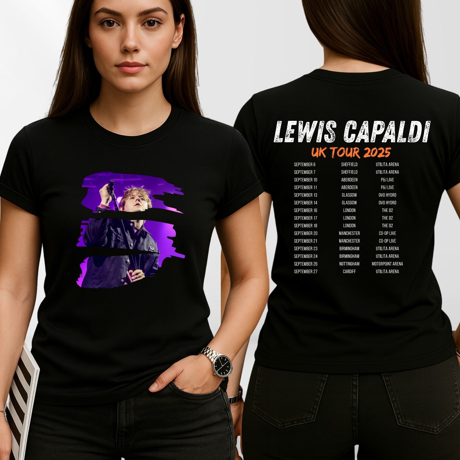 Lewis Capaldi UK Tour 2025 T-Shirt Concert Merch Front & Back Fan Gift Tee Top