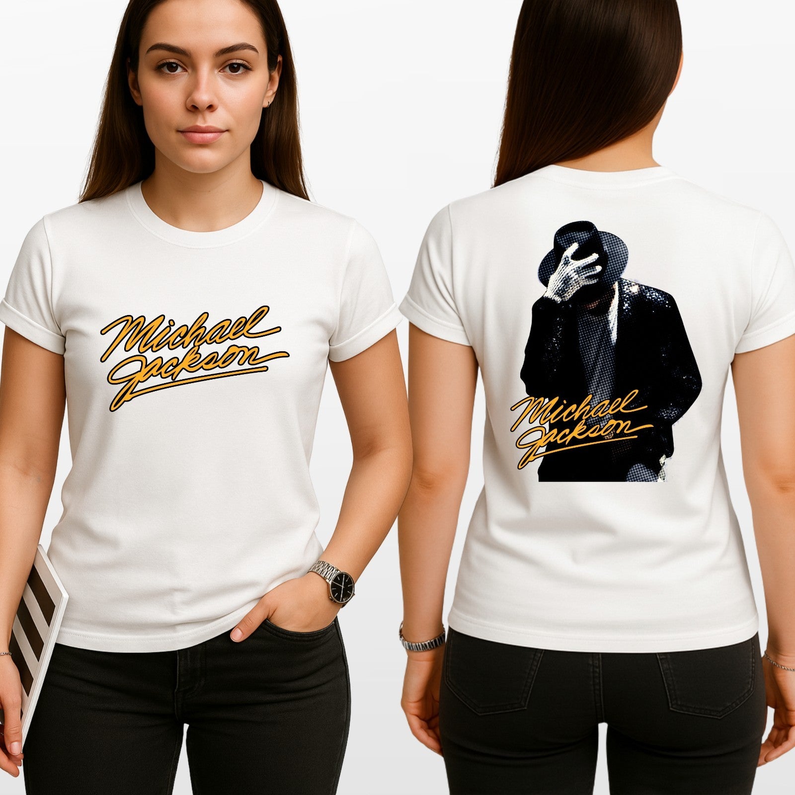 Michael Jackson Retro Pop Music T Shirt Front Back Graphic Unisex Tee