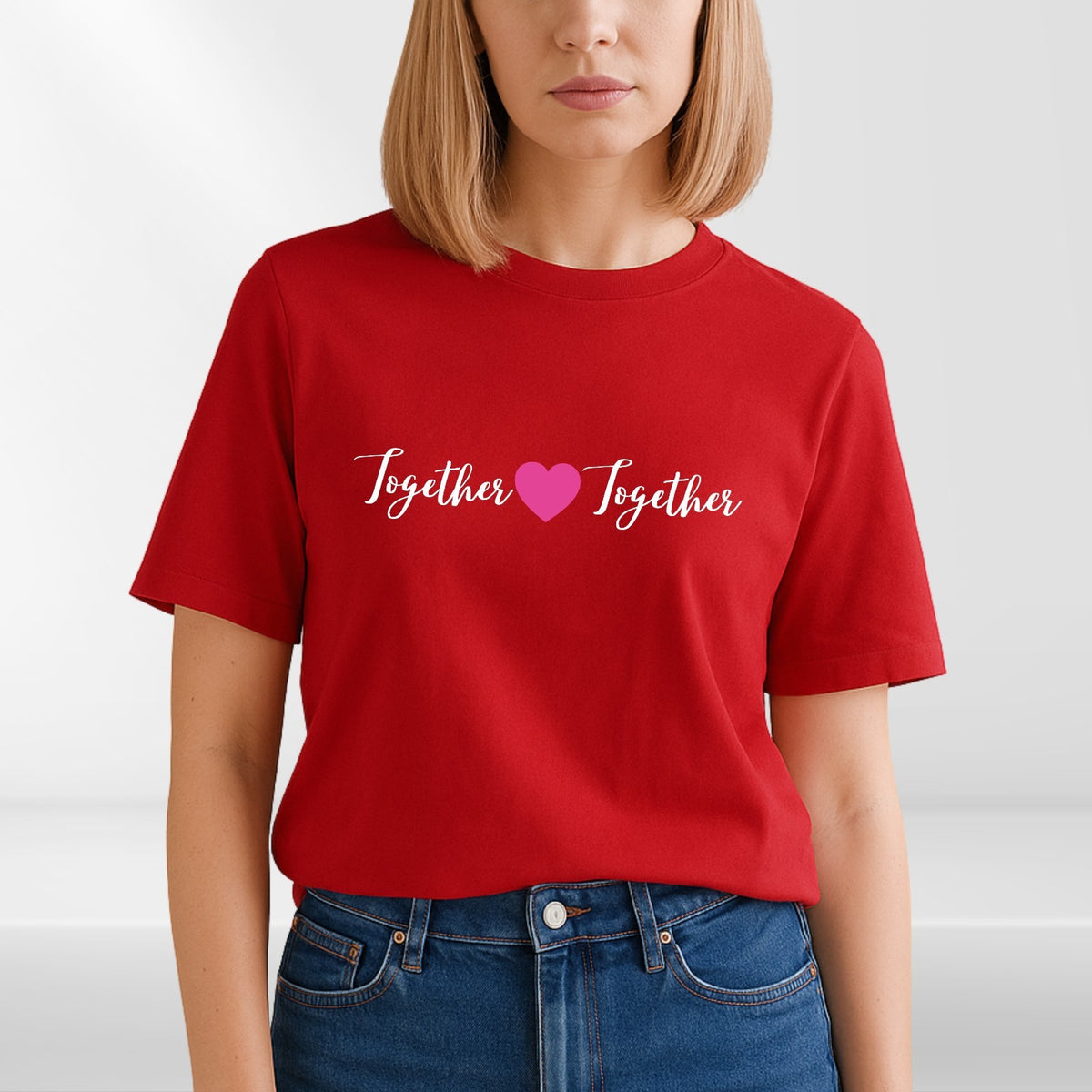 Together Heart Love Graphic T-Shirt Unisex Romantic Gift Casual Tee Top