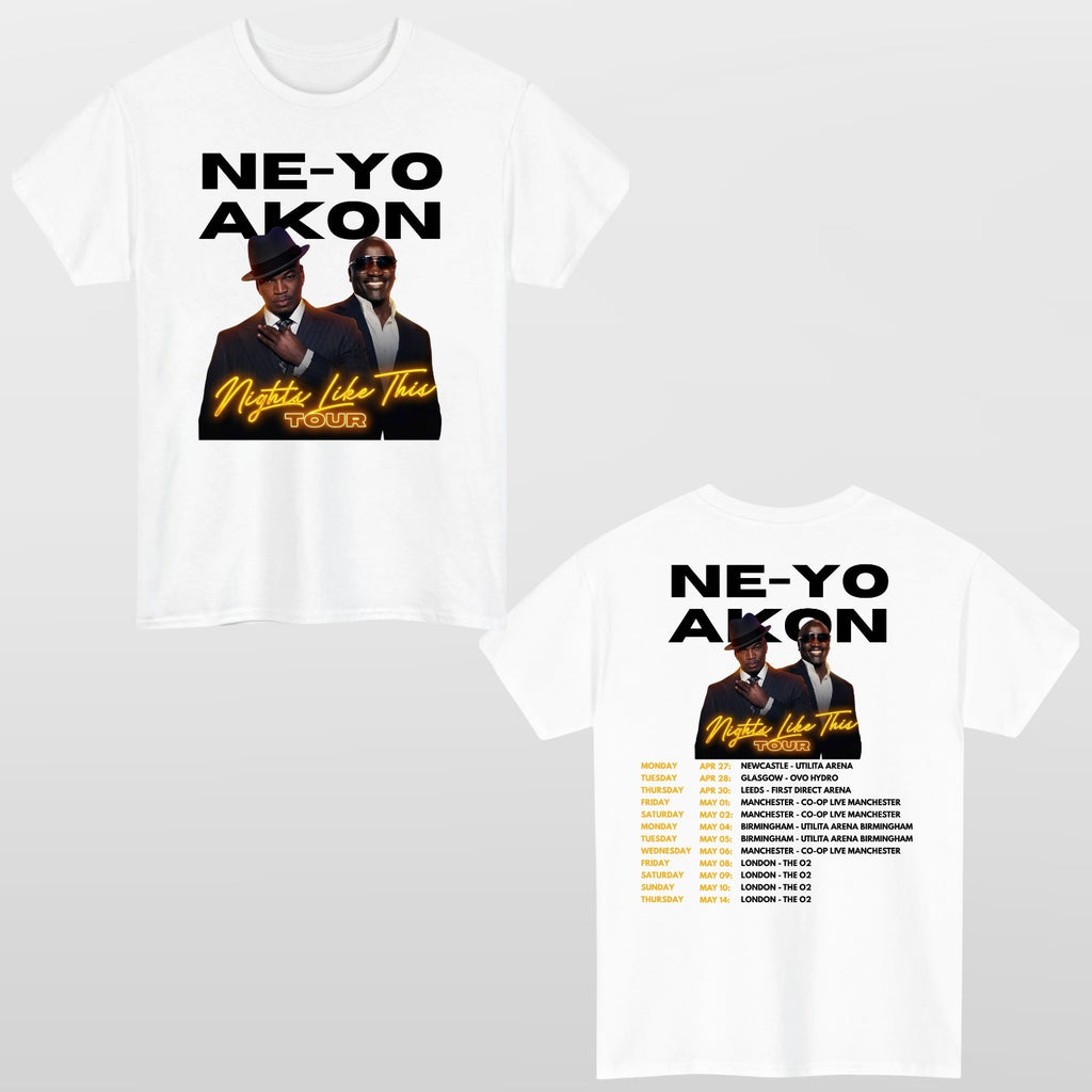 Akon T-Shirt NeYo Nights Like Tour Inspired Concert Unisex Tee Top