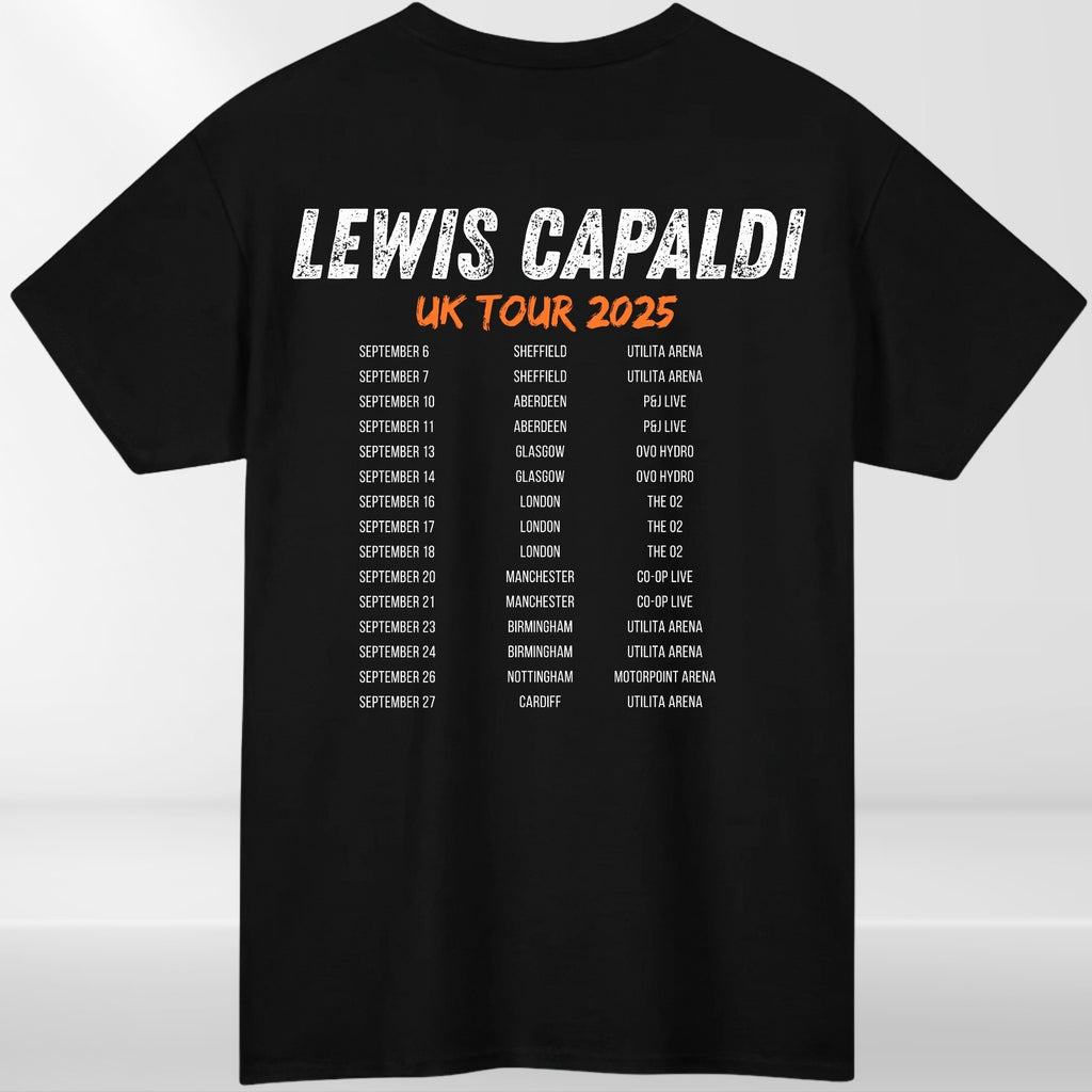 Lewis Capaldi UK Tour 2025 T-Shirt Concert Merch Front & Back Fan Gift Tee Top