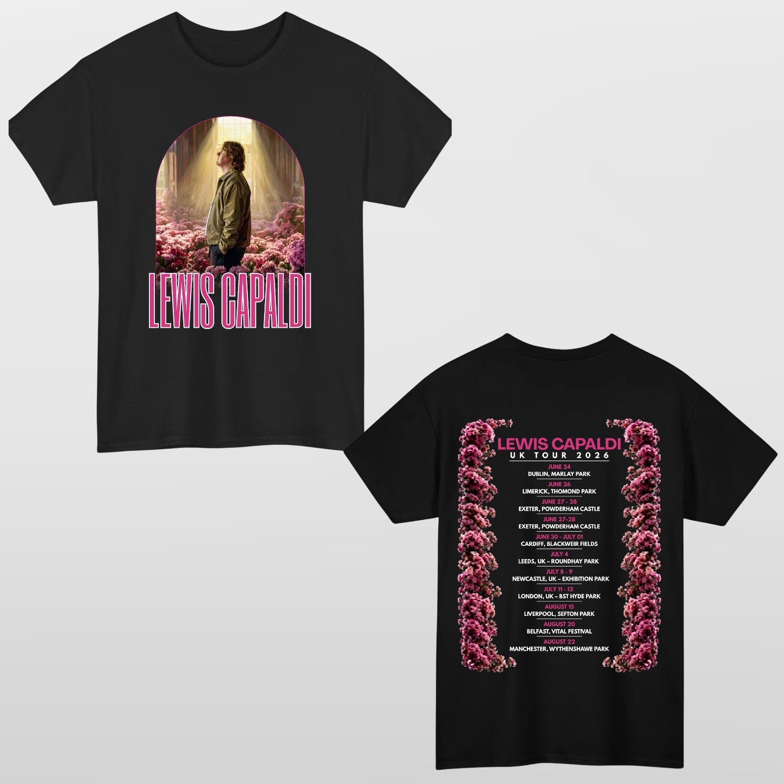 Lewis Capaldi Music Inspired UK Tour 2026 T Shirt Front Back Print Unisex Fan