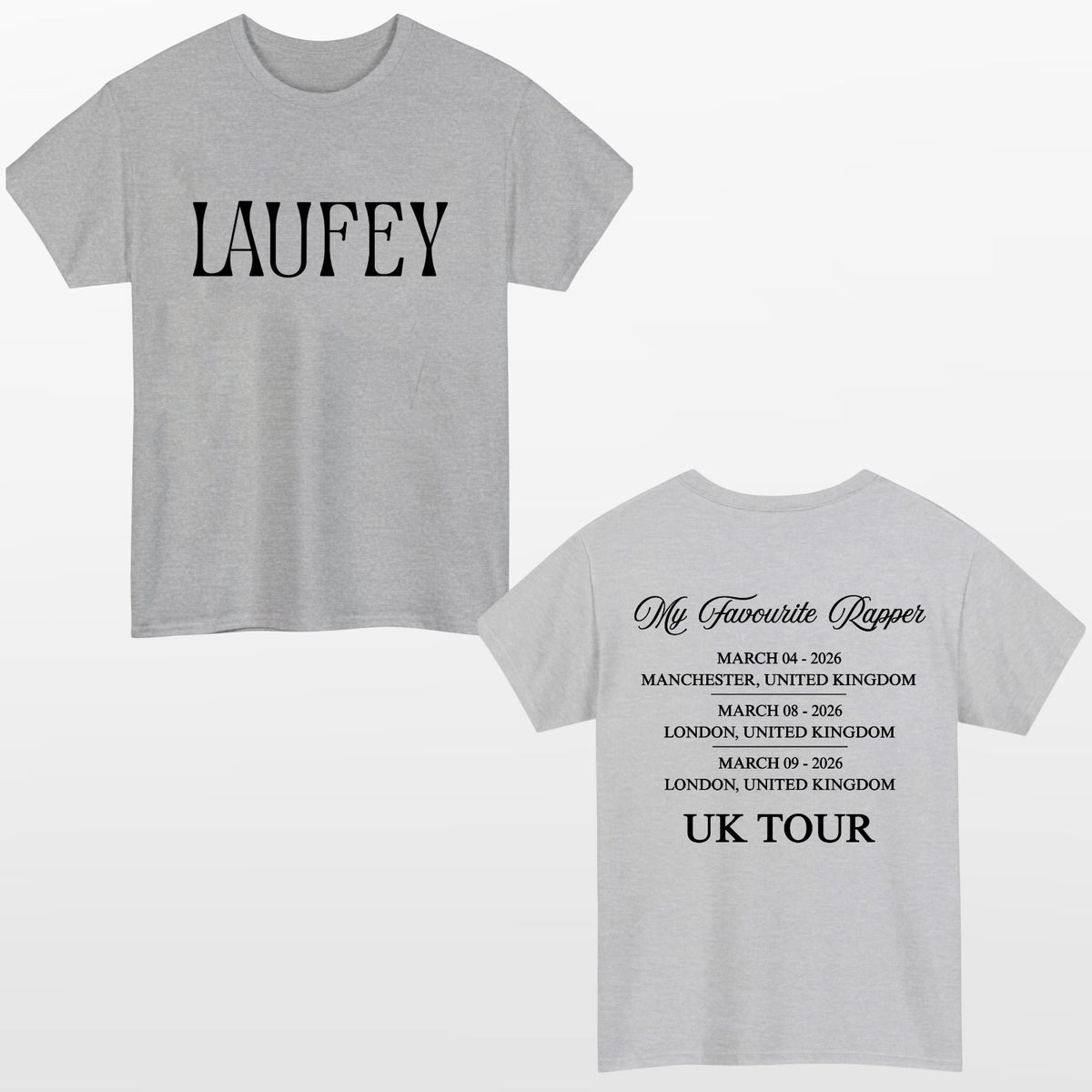 Laufey Favourite Rapper UK Tour Style T Shirt Front & Back Print Music Fan Tee