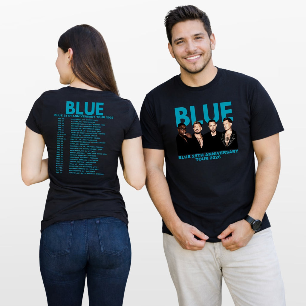 Blue 25th Anniversary Tour 2026 Unisex T Shirt - UK Pop Band Music Retro Top