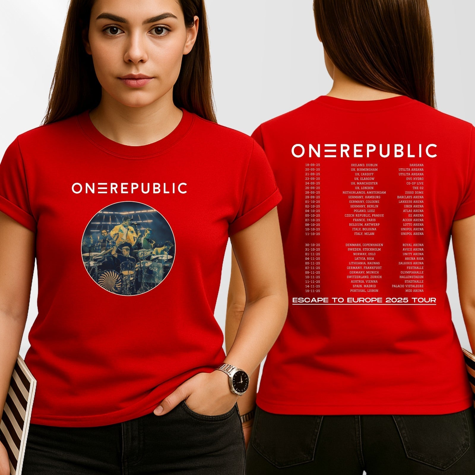 One Republic T-Shirt, Escape To Europe 2025 Tour Dates Concert Fan Gift Tee Top
