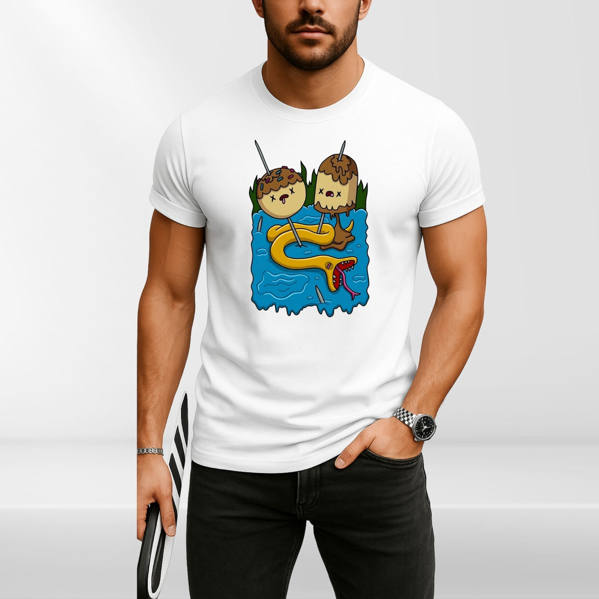 Adventure Time T Shirt Princess Bubblegum Snake Pond Graphic Unisex Tee UK