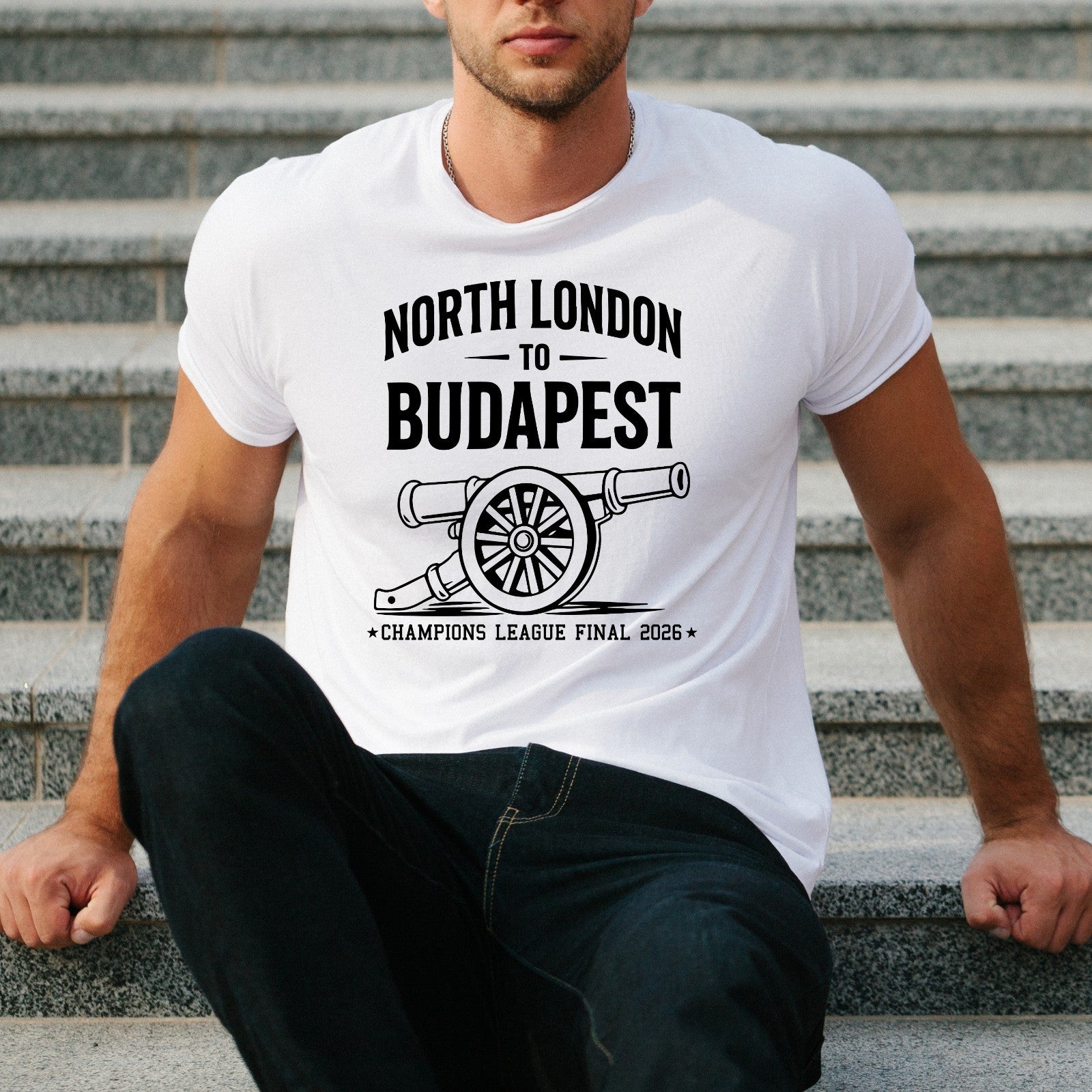 North London to Budapest T-Shirt Champions League Final 2026 - Football Fan Gift