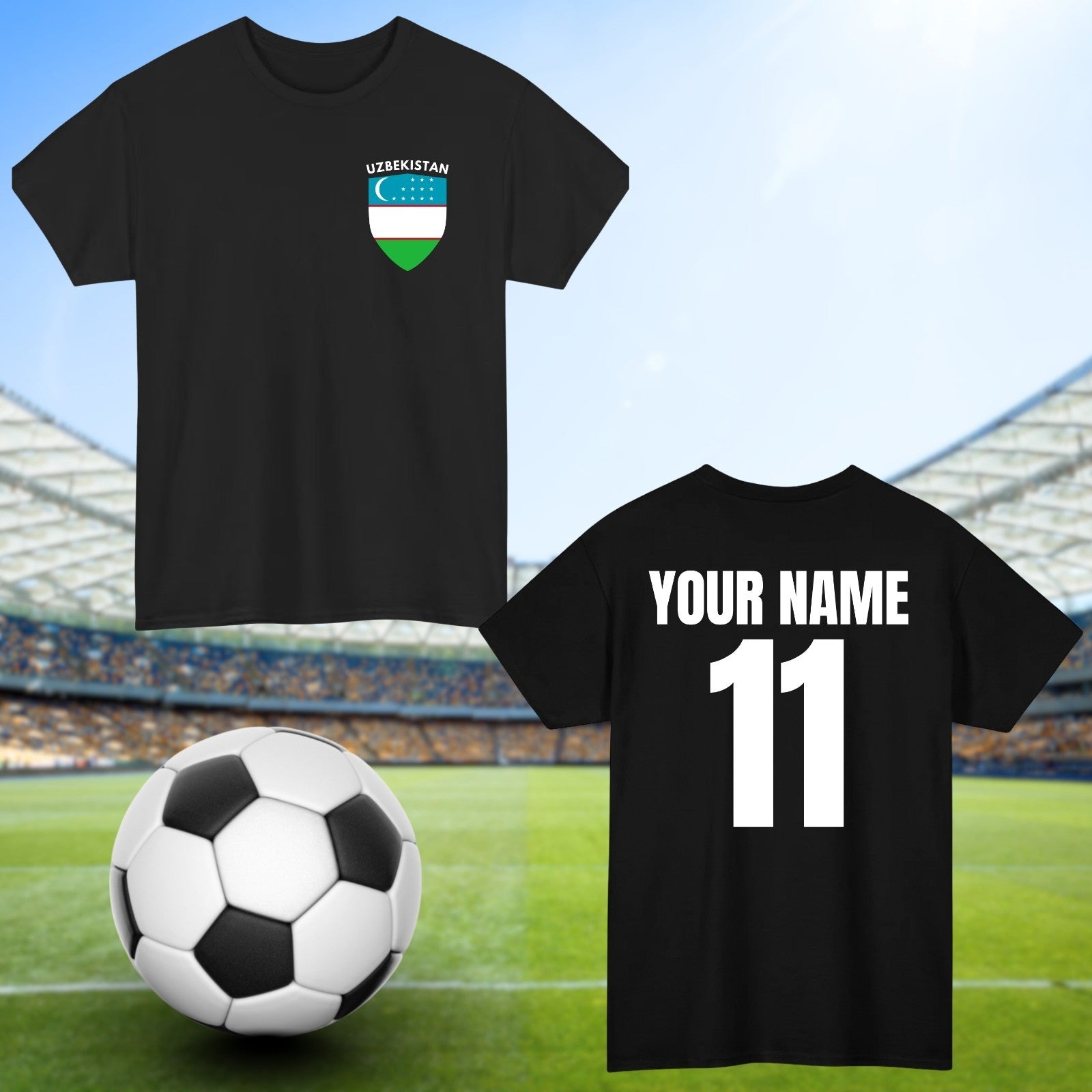 Personalised Uzbekistan Football T-Shirt Custom Name And Number Sports Lover Top