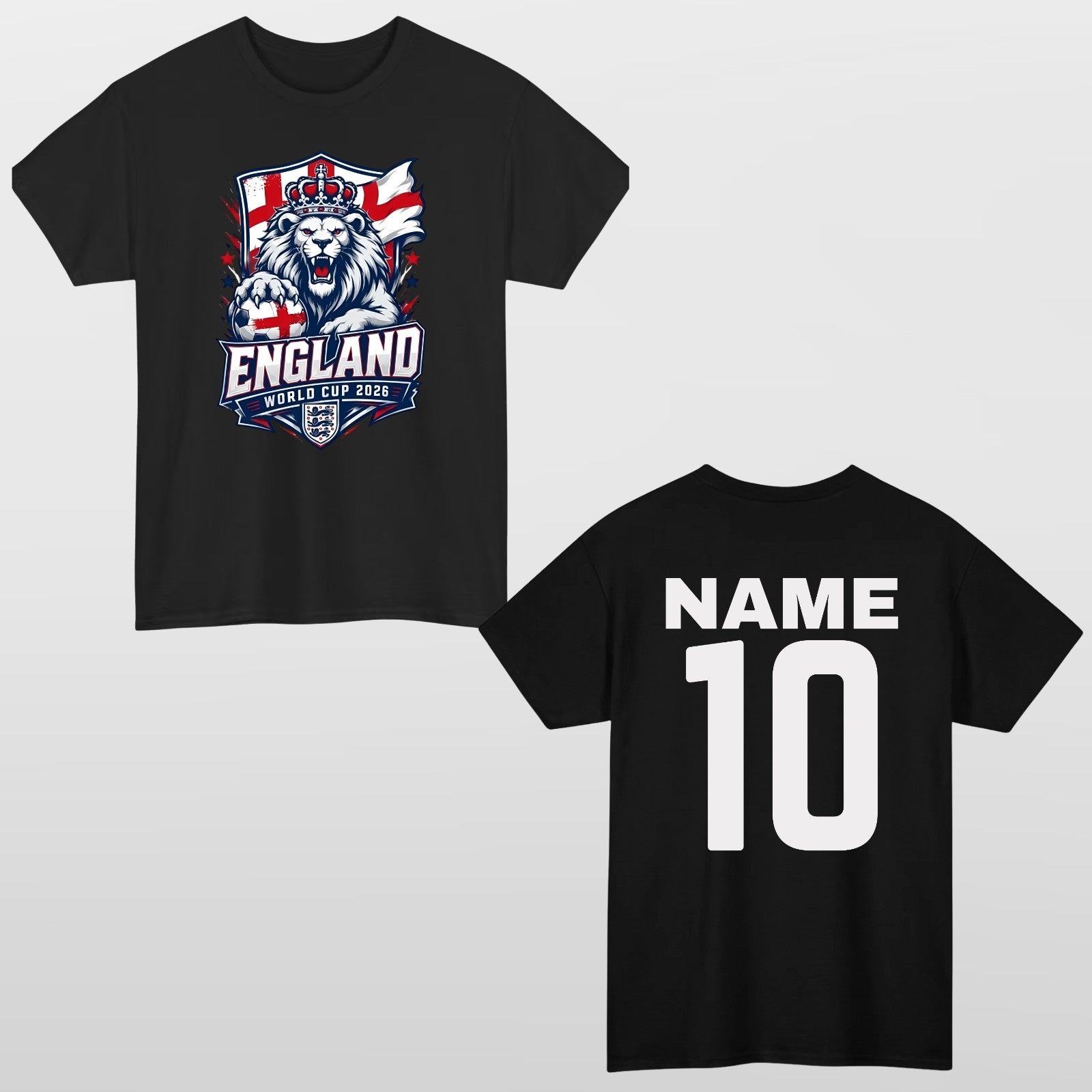 Personalised England Football T-Shirt World Cup 2026 Custom Name & Number Tee