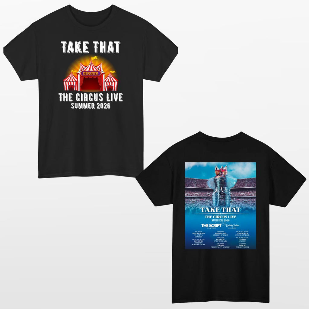 Take That The Circus Live Summer 2026 T-Shirt Double Sided Concert Merch