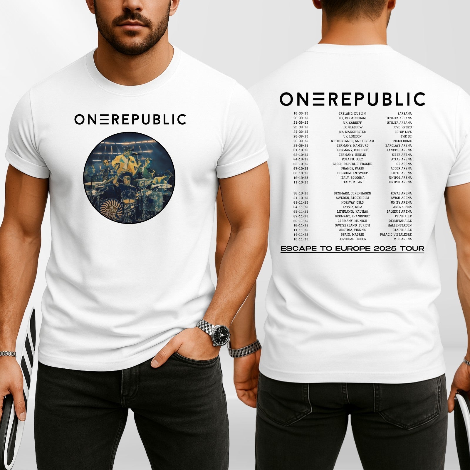 One Republic T-Shirt, Escape To Europe 2025 Tour Dates Concert Fan Gift Tee Top