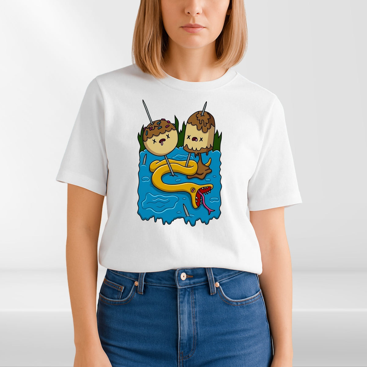 Adventure Time T Shirt Princess Bubblegum Snake Pond Graphic Unisex Tee UK