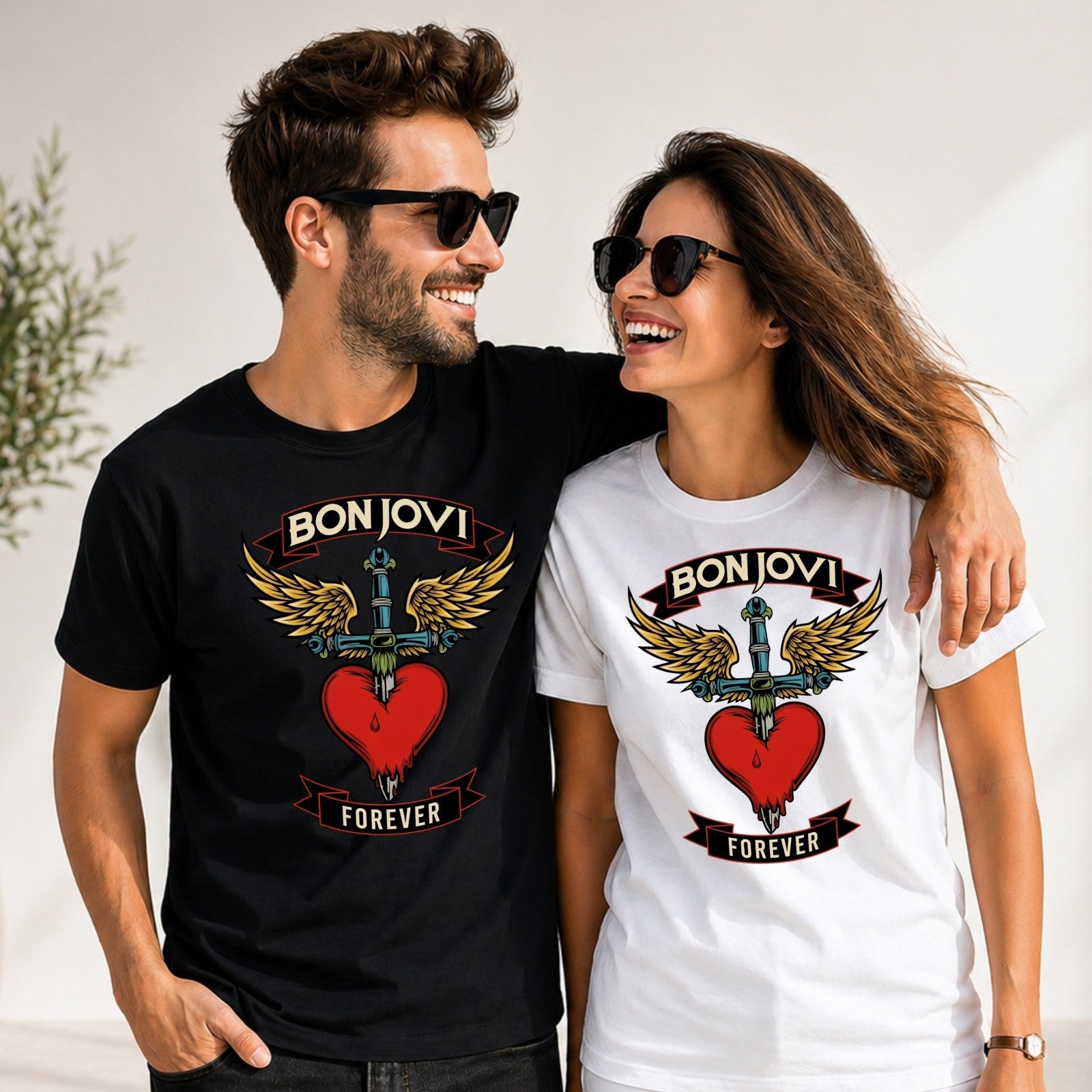 Bon Jovi Forever Inspired T-Shirt Band Merch Heart – Vintage Rock Band Concert
